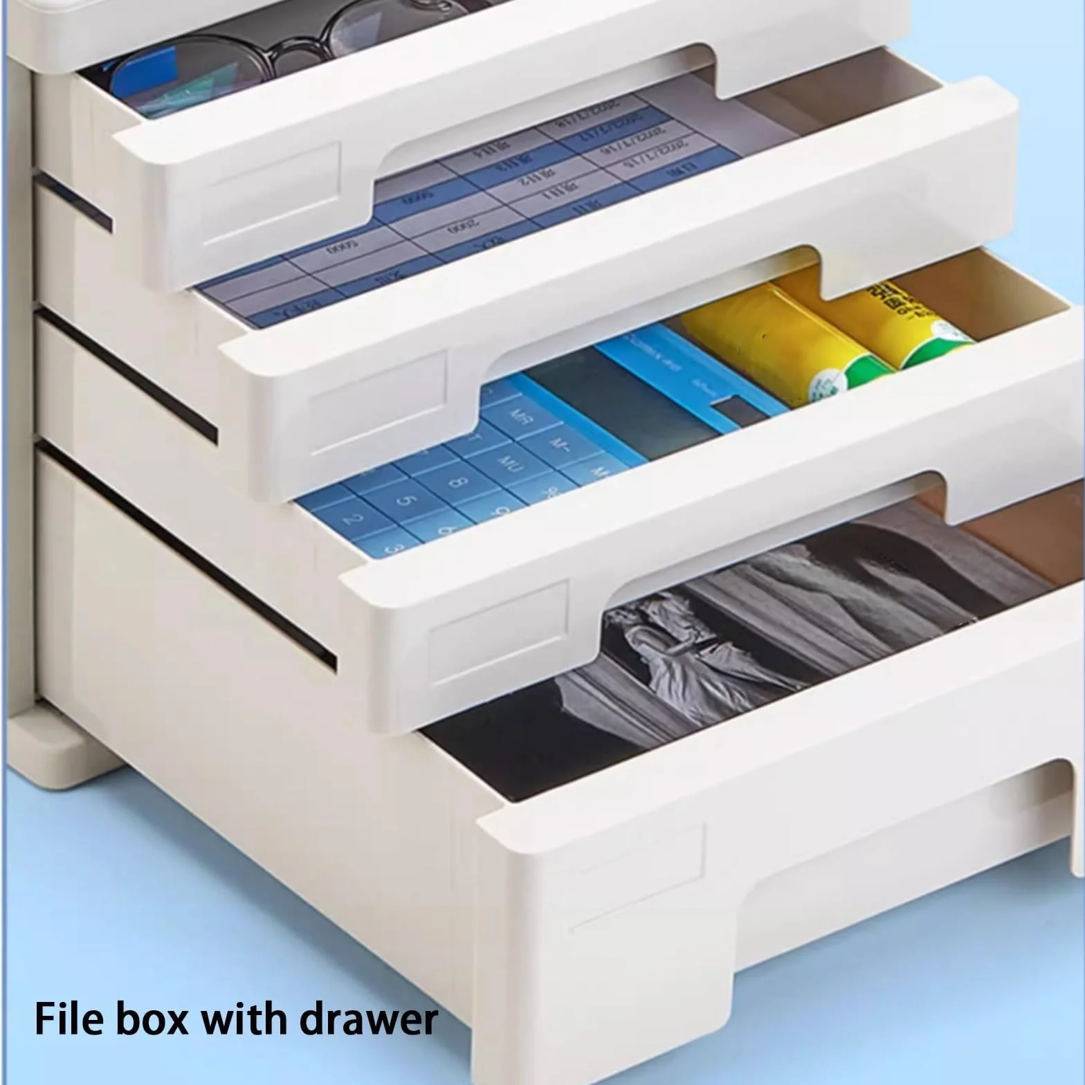 Archivador de 4 capas con cerradura, almacenamiento multifuncional para documentos A4, clasificación, suministros de oficina, ideal para el hogar y el espacio de trabajo (gris)
