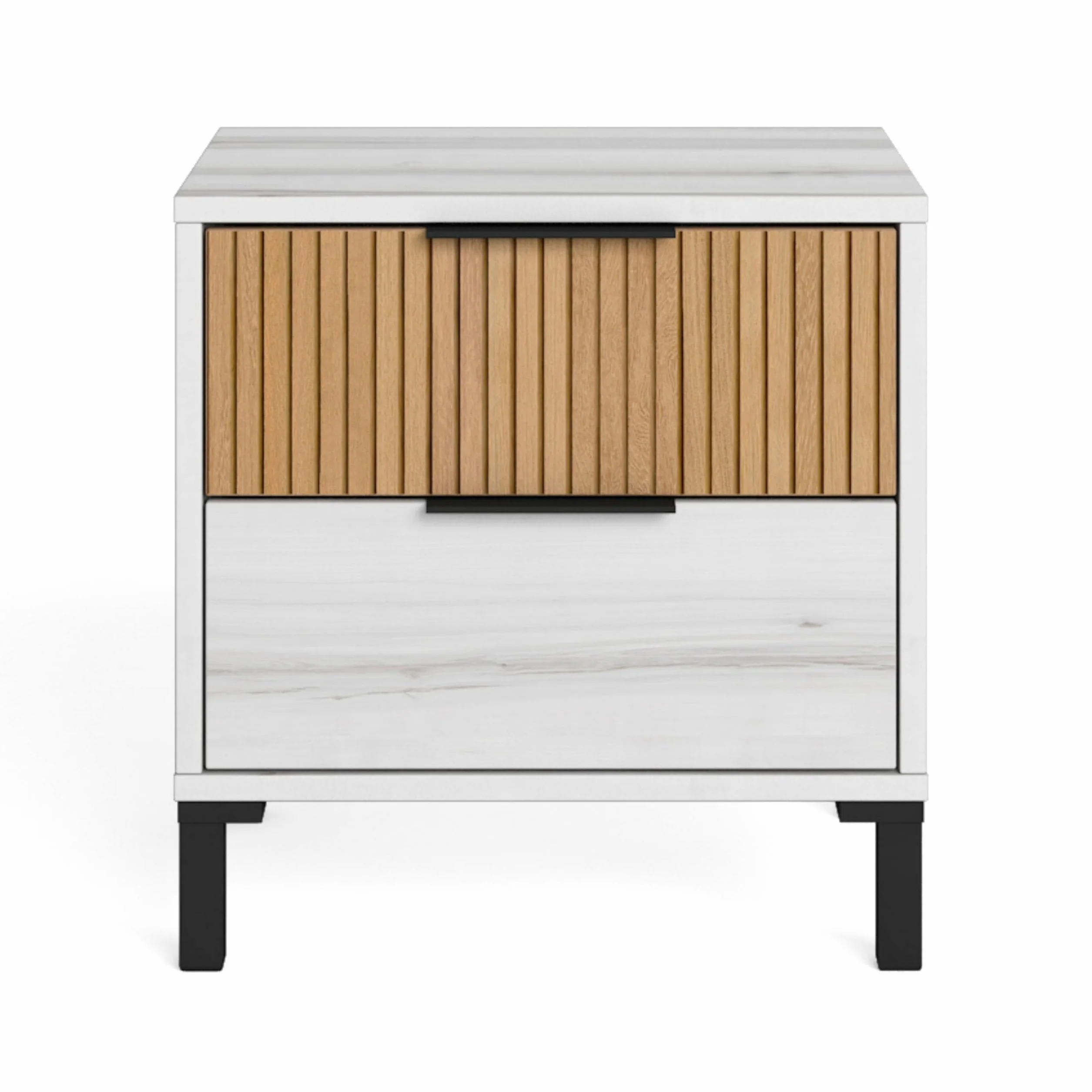 Miroytengo Pack Muebles Dormitorio Matrimonio Arles Nórdicos Modernos Color Blanco Albo y Roble Rayado