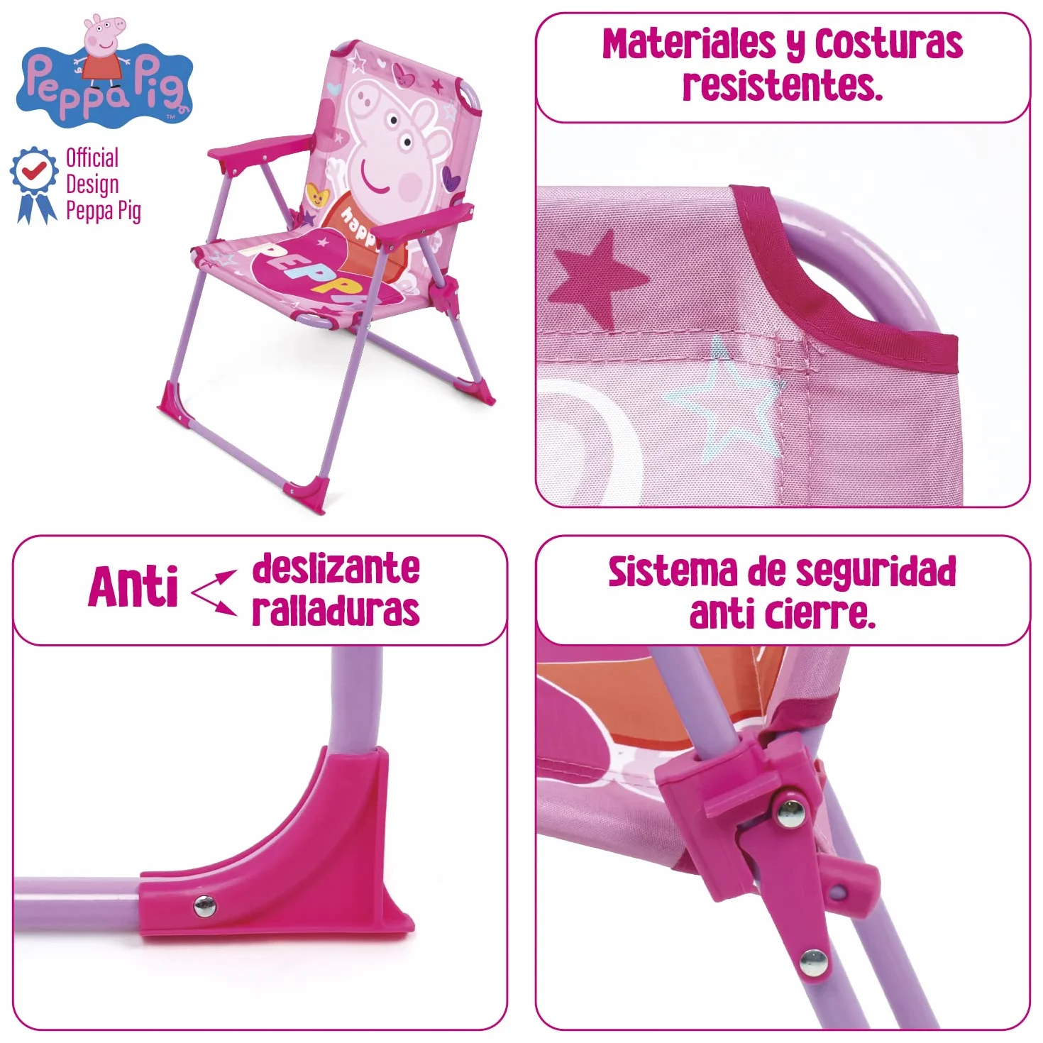 ARDITEX Silla Plegable Peppa Pig 38x32x53cm para Jardín Camping Playa