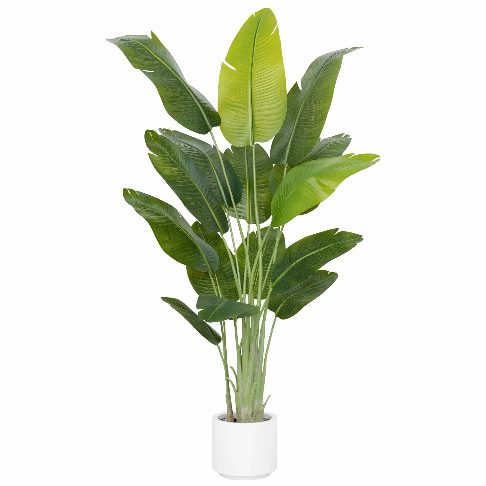 Planta Artificial Ave del Paraíso 200cm Plantas Artificiales Decorativas con 15 Hojas de Plátano,Planta Artificial Grande Interior con Maceta Blanca para Decoracion Hogar Salon Casa Room Decor