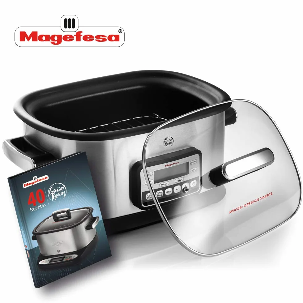 Magefesa Guisotherm - Olla Eléctrica de Cocción Lenta Multifunción 6L, 1200W, Funciones Freír, Vaporara, Grill, Recipiente Extraíble Antiadherente