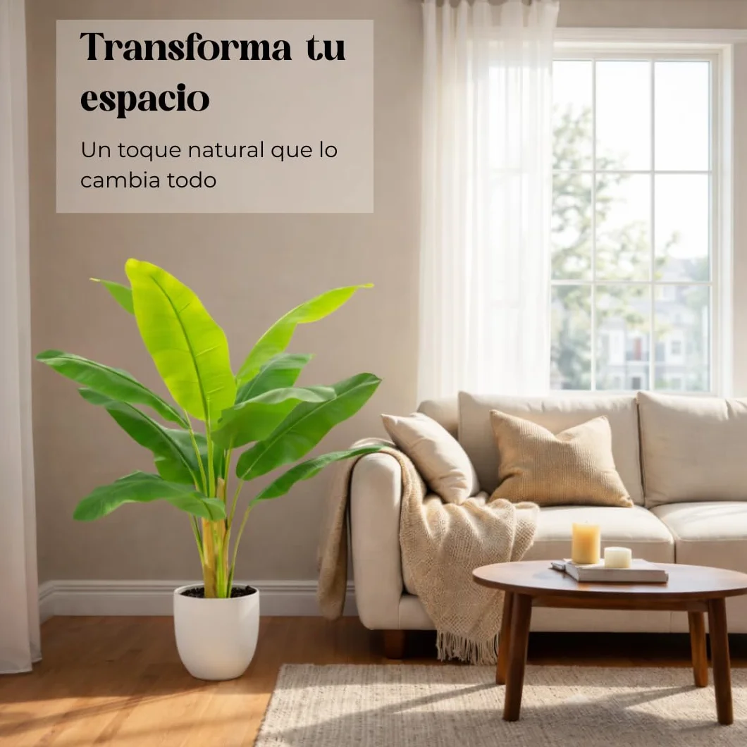 edihome Platanera 120 cm Artificial Grande con Tronco Real y Natural Decoración Interior