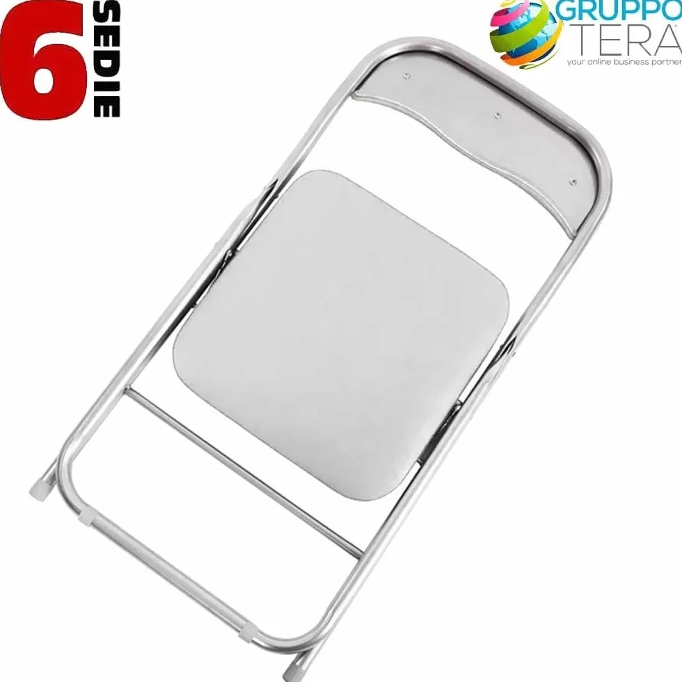 BAKAJI Juego de 6 sillas Acolchadas Plegables para Ahorrar Espacio de la Silla con Estructura Tubular de Metal, Remaches de PVC, diseño Moderno para el Comedor de la Cocina (Blanco)
