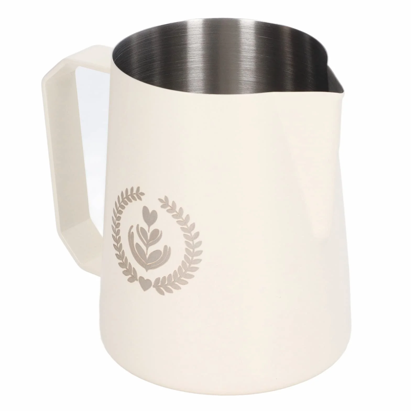 Jarra de espuma de leche de acero inoxidable para café, 450 ml (beige mate)