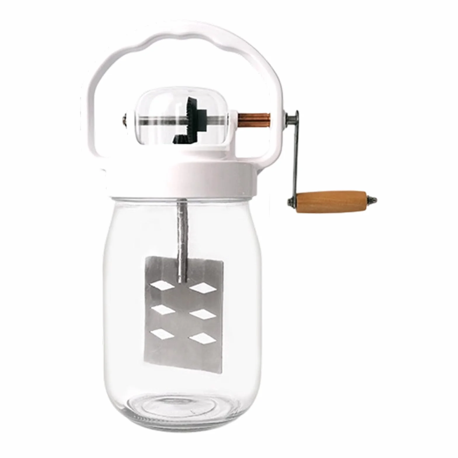 Batidor Manual de Mano 1500ml Mezclador Manual de Huevos | Con botella de vidrio para batir huevos Para repostería, niños, alimentos, harina, mermelada, galletas, , tortitas, salsa,
