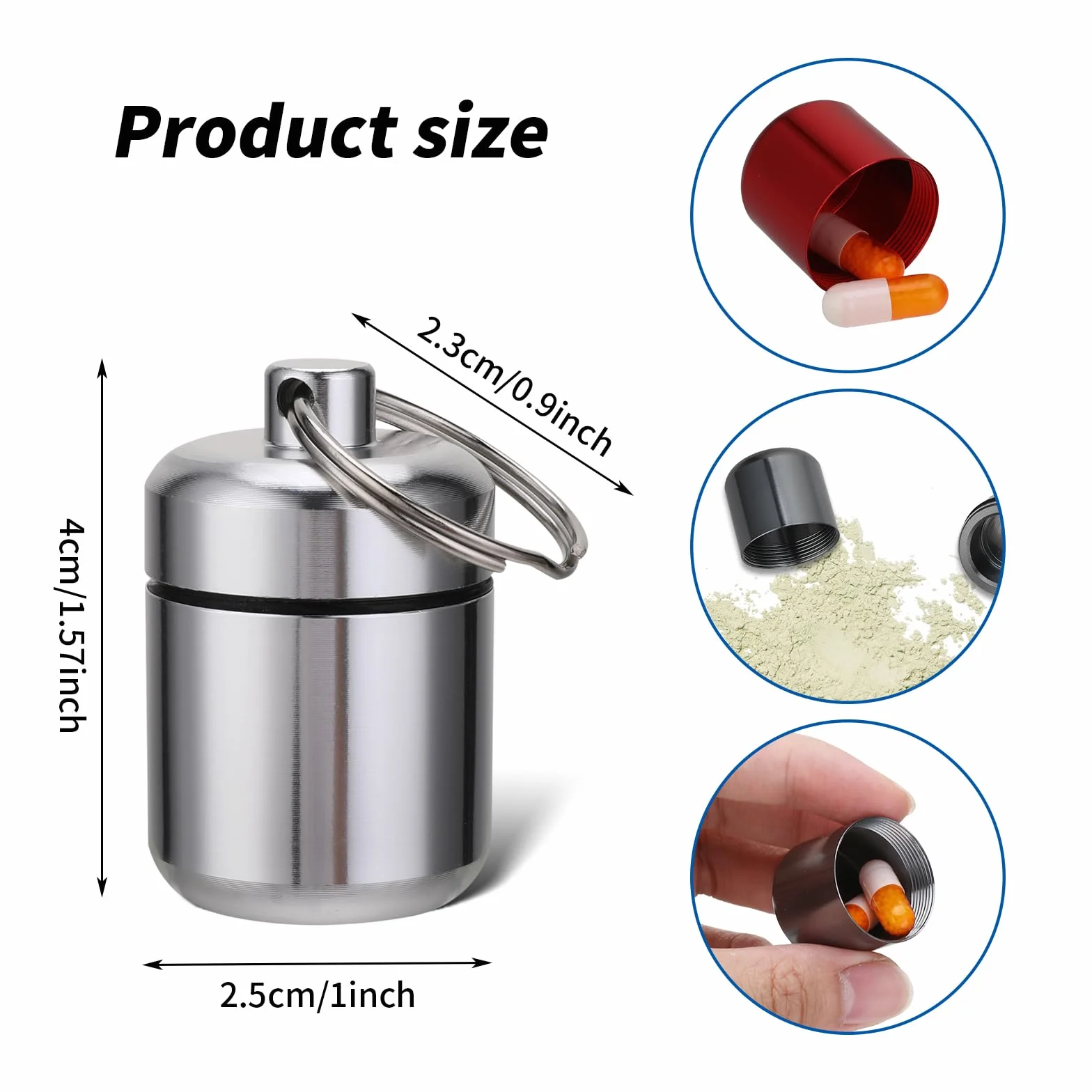 ASTER pastillero de metal mini cápsula resistente al agua portátil para viajes camping pesca 4 colores