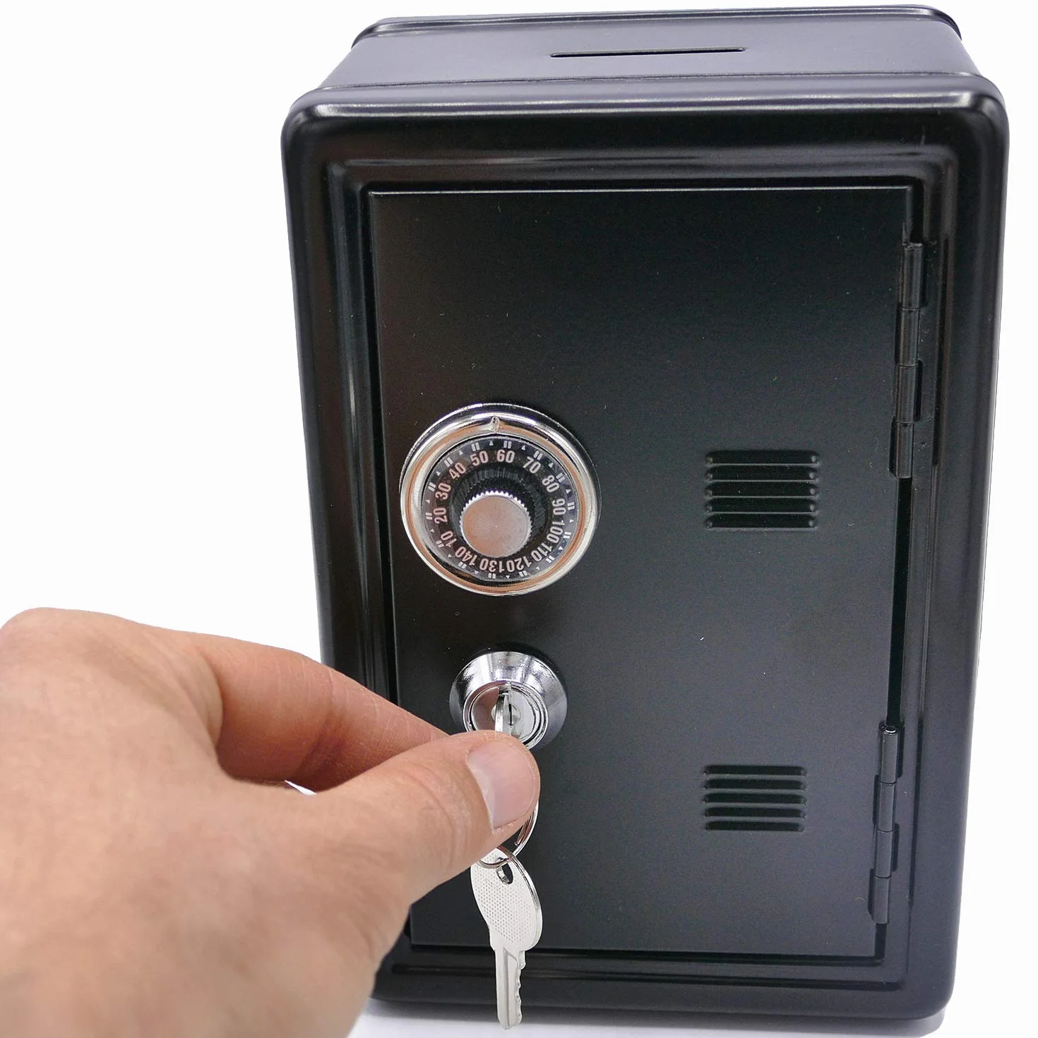 Hucha de Metal con forma de caja fuerte con llave