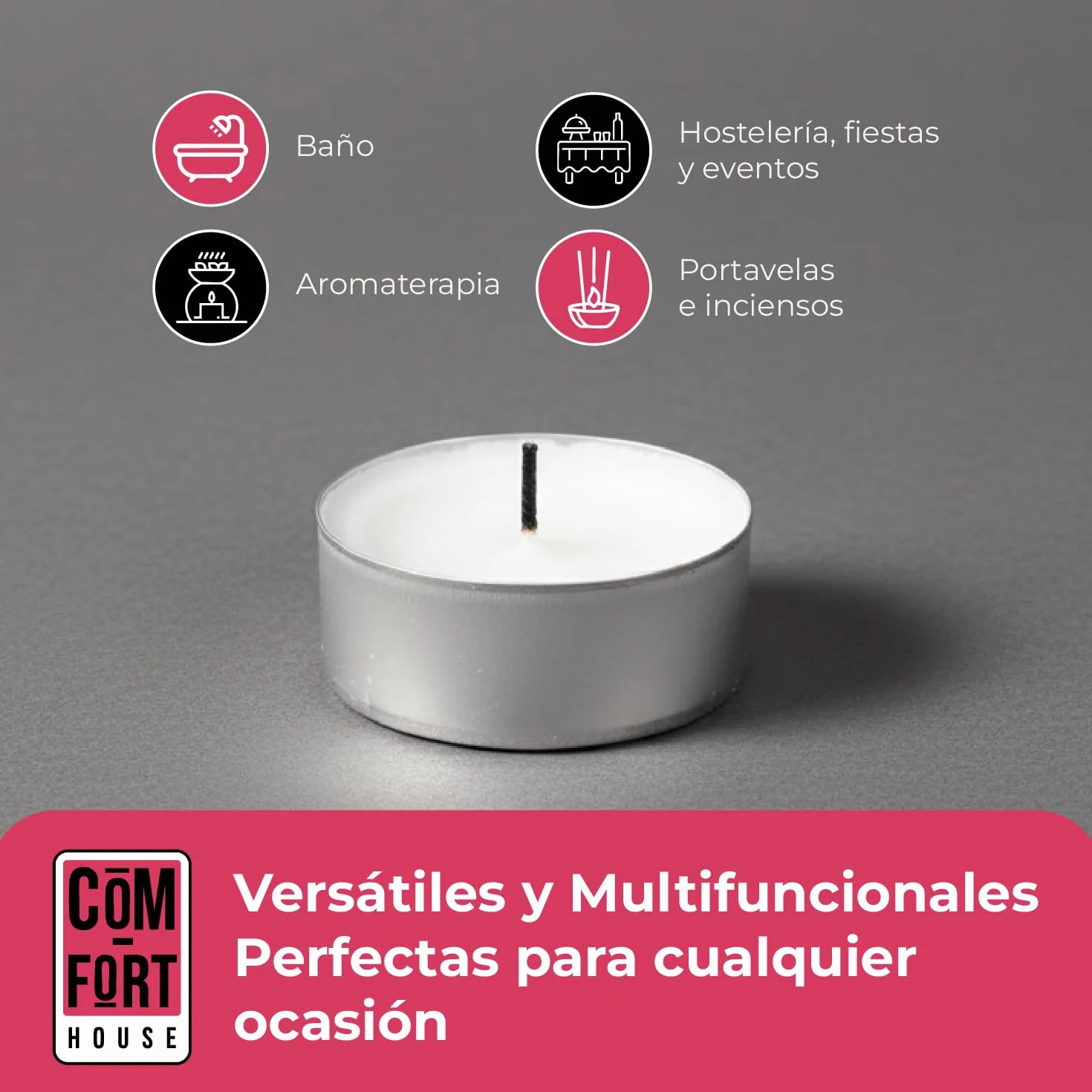 Velas de Té Blancas Pack 100 Unidades 8 Horas Duración Sin Perfume Decorativas