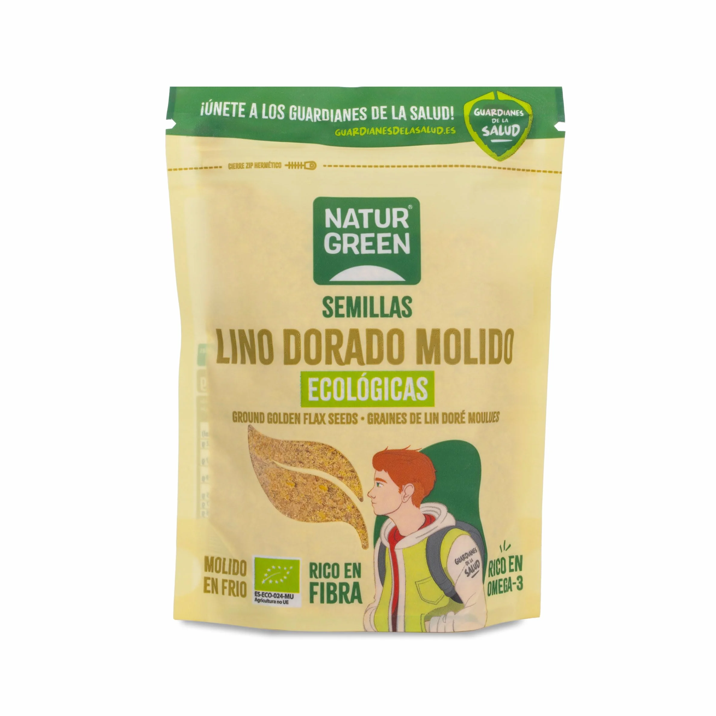 NaturGreen Semillas de Lino Dorado Molido Bio 150g | Alto en Fibra y Proteína | Omega-3 | Sin Azúcares Añadidos | Ecológico