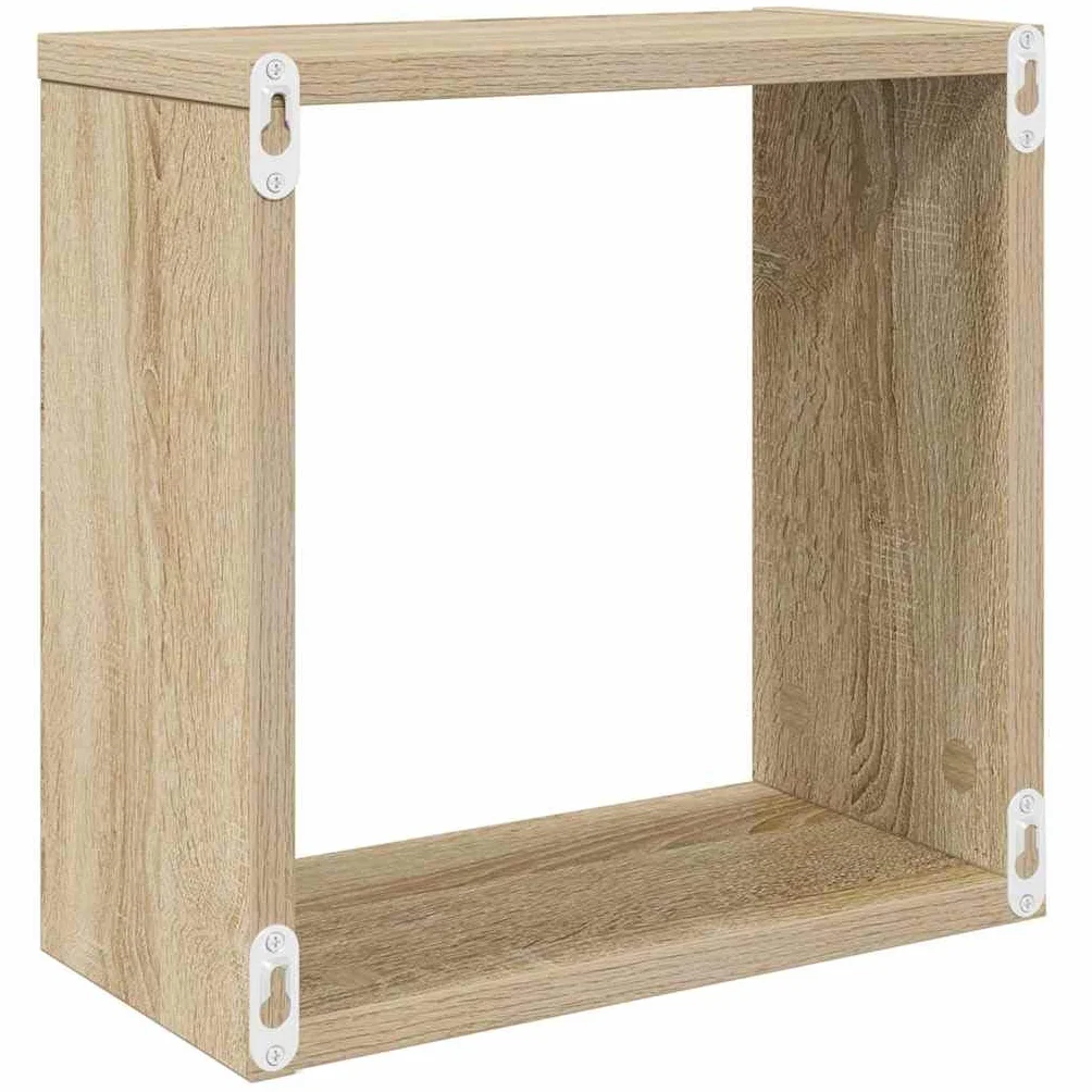 Estantes Cubo de Pared Roble Sonoma 30x15x30 cm 4 Unidades Marrón