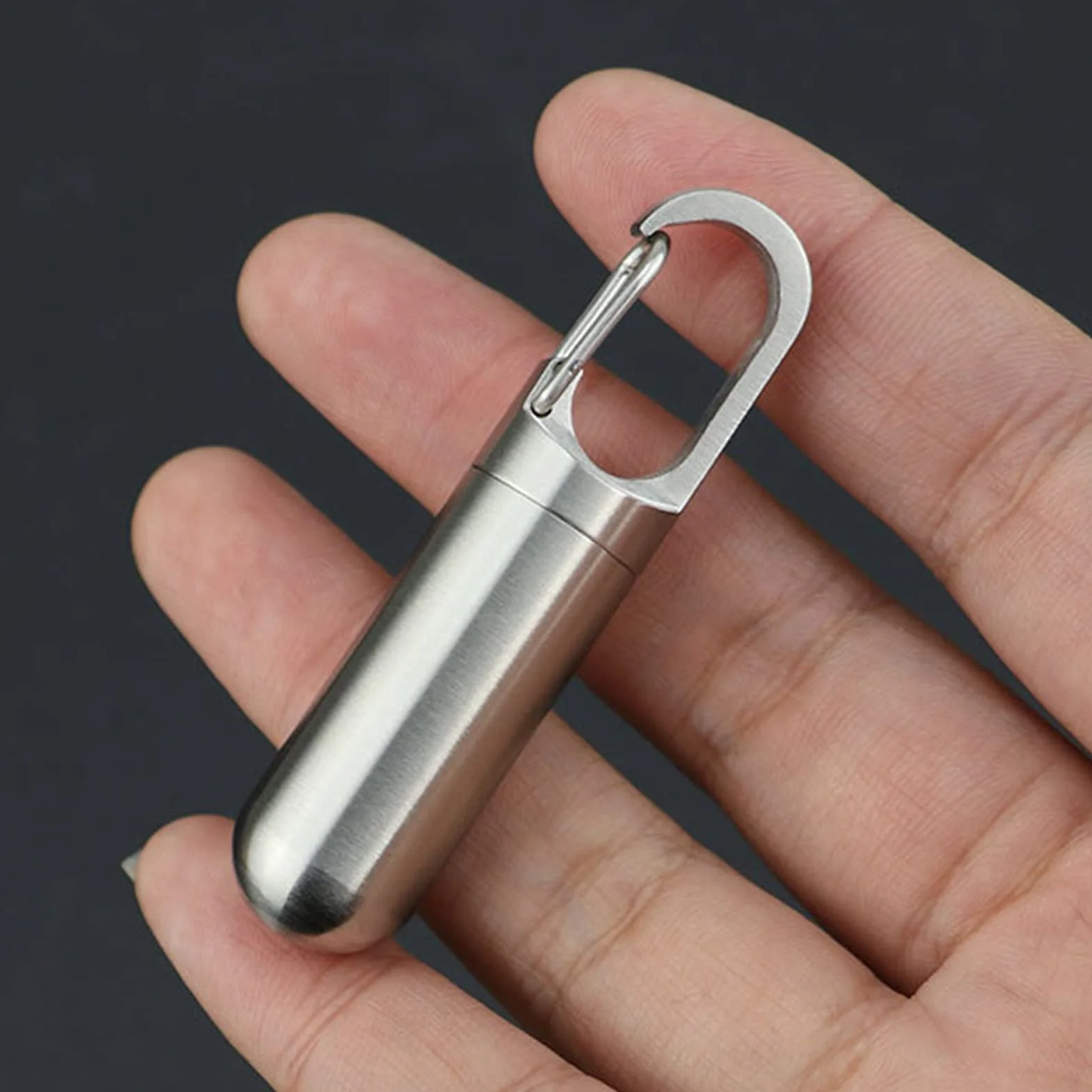 Pastillero de Acero Inoxidable Sellado Impermeable Portátil Mini Llavero