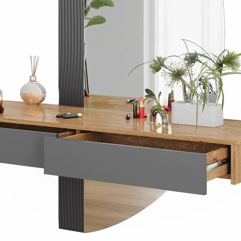 Vicco Tocador Melisa, Gris, 120 cm con 2 cajones, Altura Flexible, Ajustable Perfectamente a Necesidades Individuales