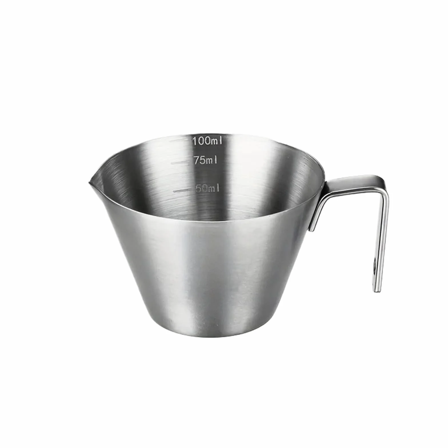 Taza medidora de café expreso acero inoxidable, 2 uds., 100ml, con mango, boquilla for espumar leche, herramienta Barista for Cocina Para Espumar(Silvery)