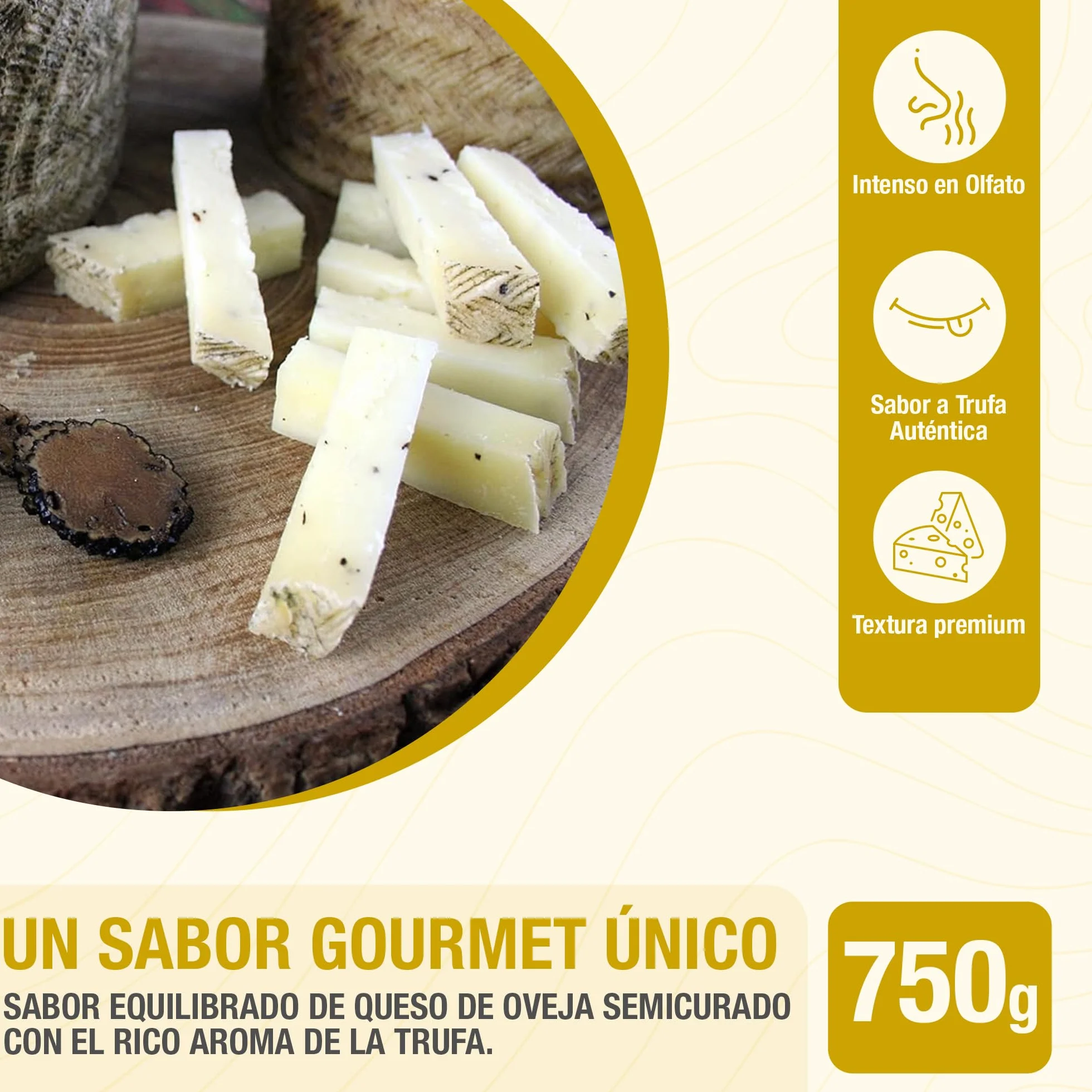 Queso Artesano de Oveja Semicurado con Trufa 0.75 kg Lote Gourmet para Regalo