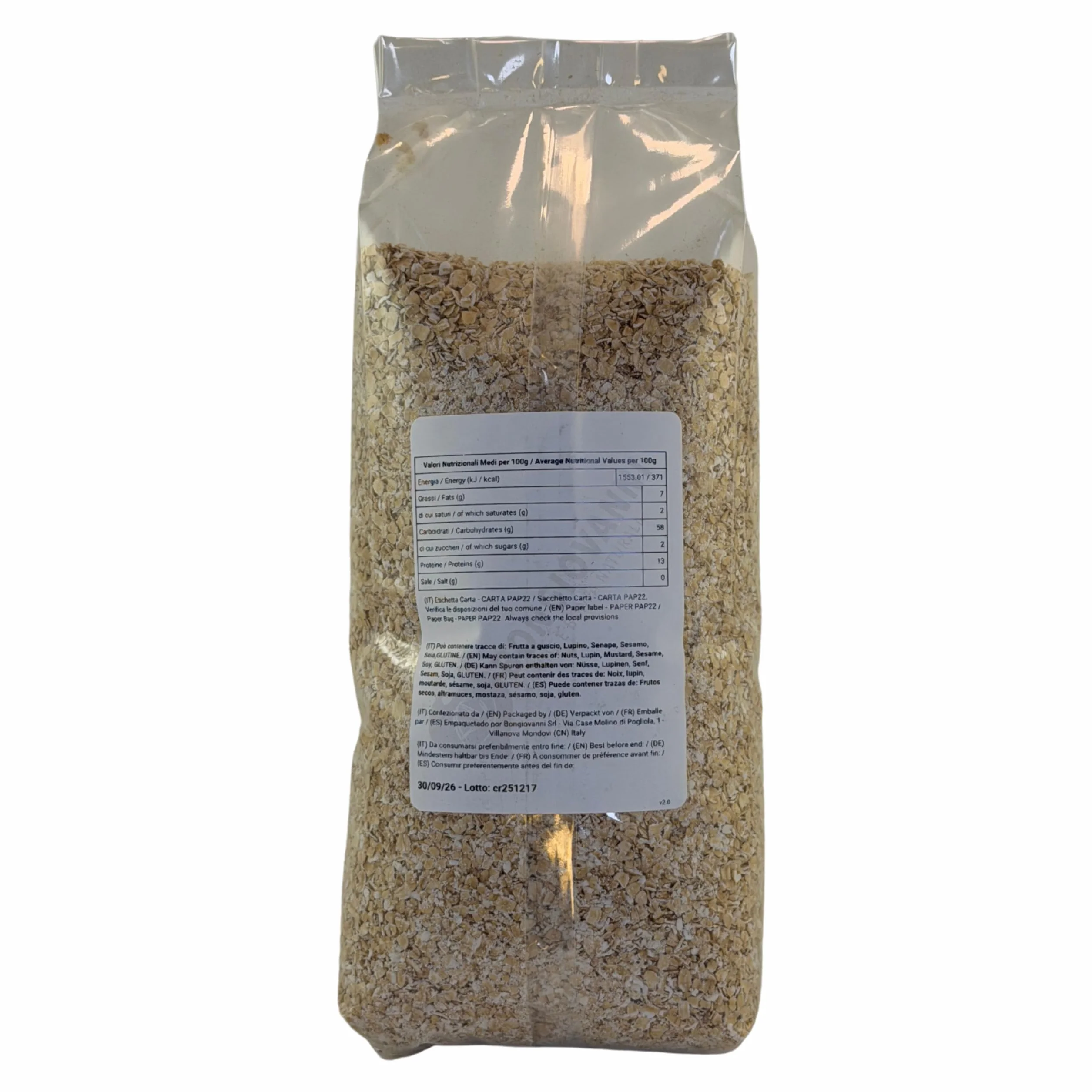 Bongiovanni Bontà Naturali Salvado De Avena Grande 1Kg