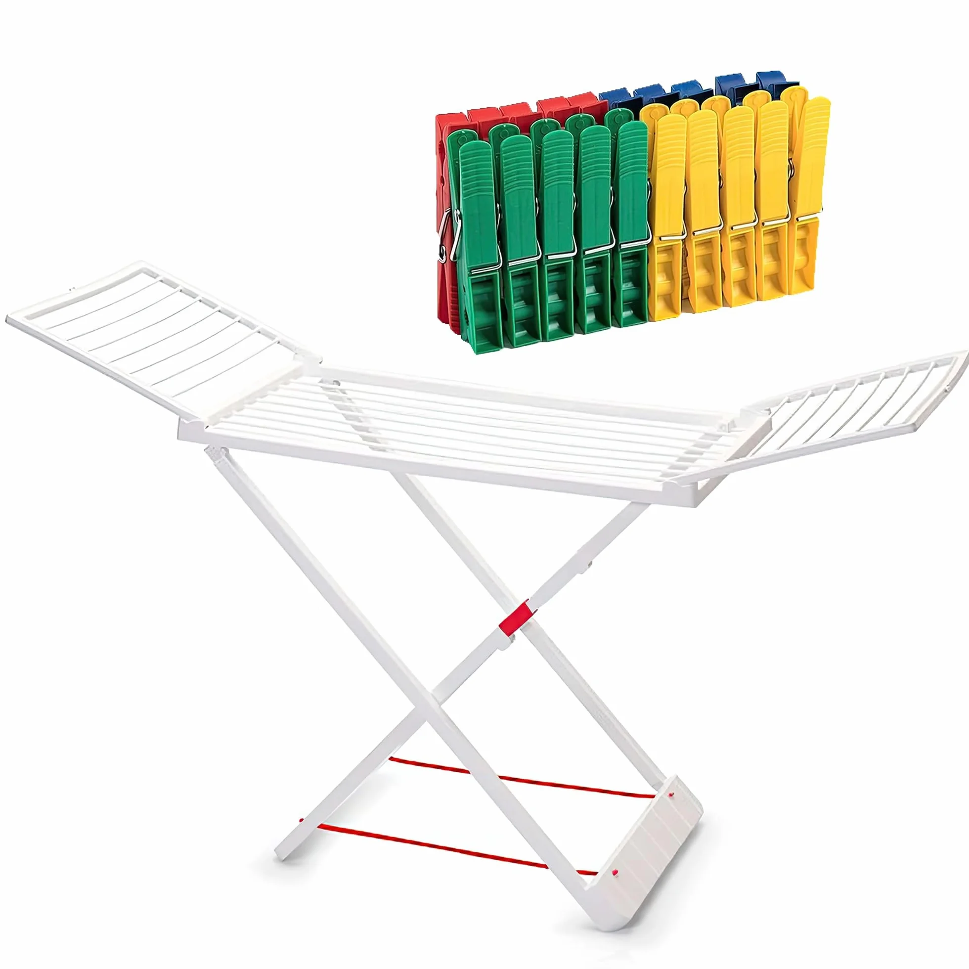 ForenTex Tendedero Plegable de Resina 20 m Alas Bloqueo Seguridad Resistente Sol Blanco