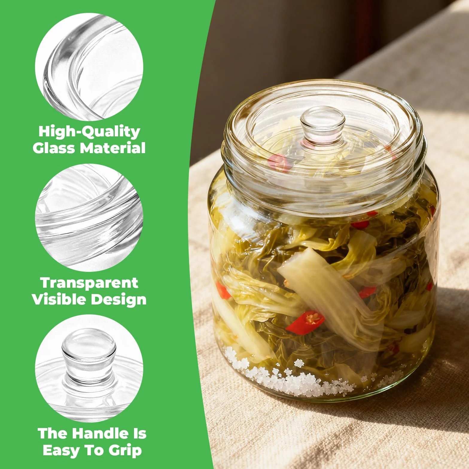 4 pesos de fermentación, pesos de vidrio para fermentación (7 cm de diámetro), peso de fermentación, accesorios para fermentación, adecuado para la fermentación de pepinillos, chucrut, etc.