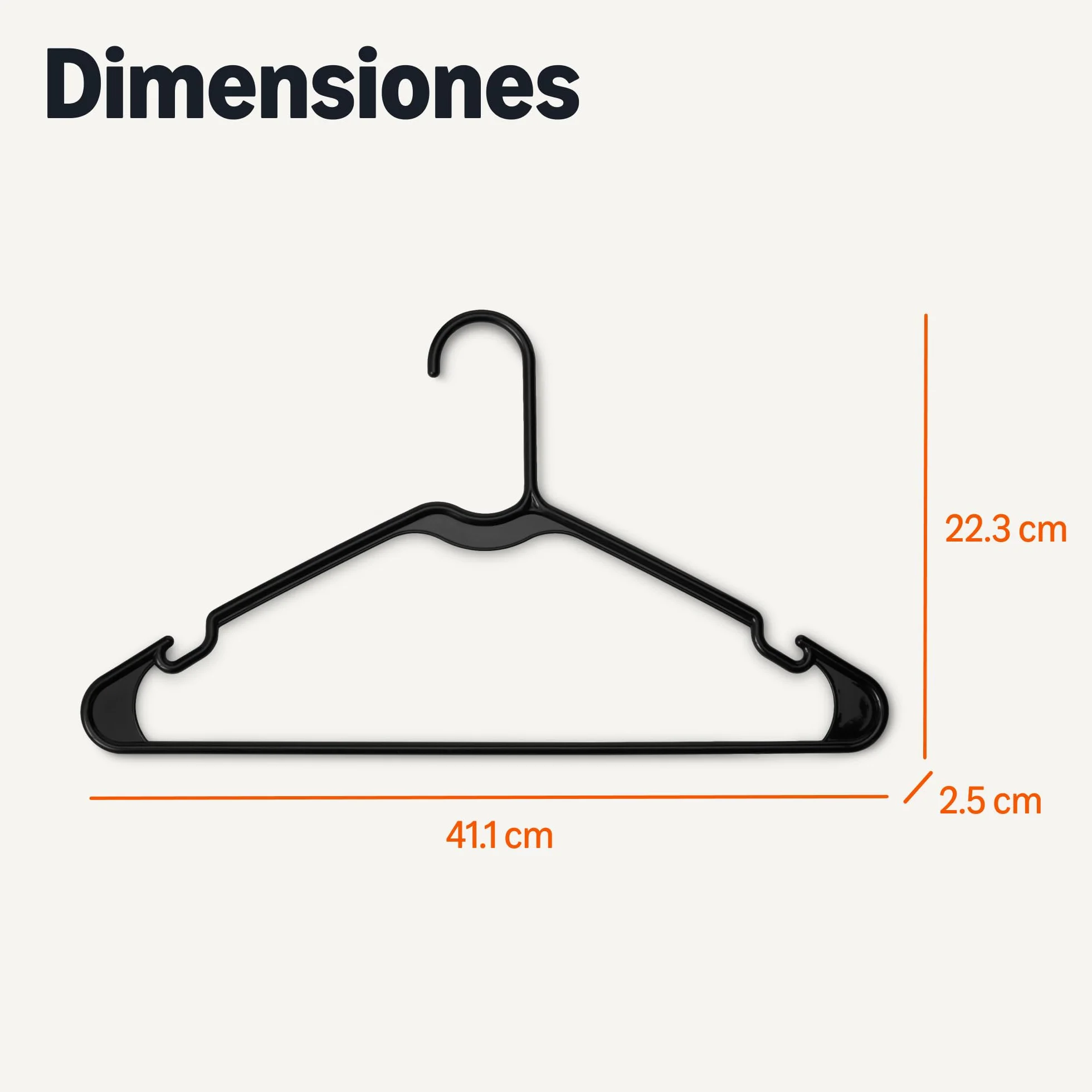 Amazon Basics Perchas de plástico para Ropa Adulto Negro Paquete 50