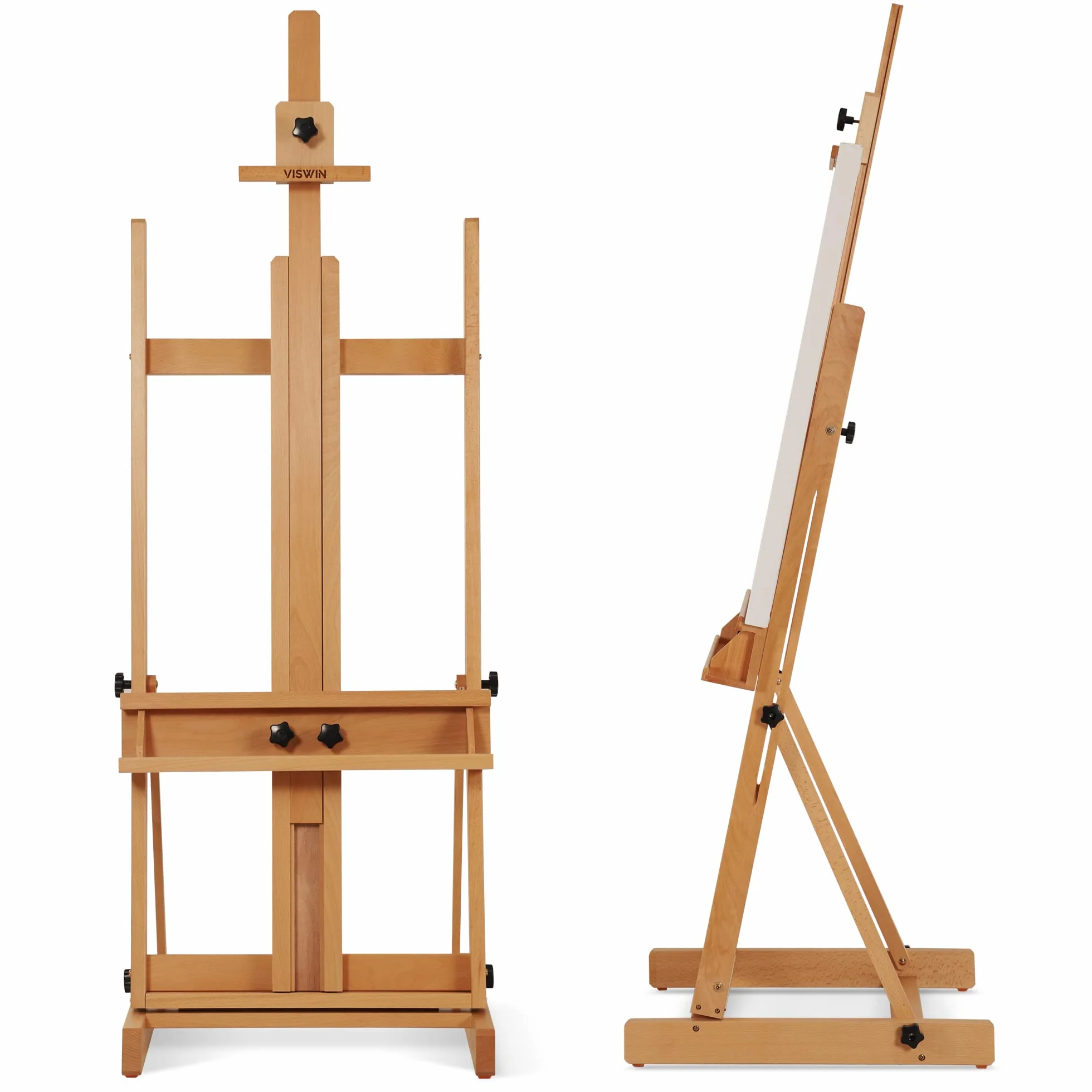 VISWIN Caballete Pintura en H Grande, Caballete Pintar Profesional Ajustable de Madera de Haya con Bandeja 135-231cm, Caballete Estable de Estudio para Adultos, Artistas, Pintor, Estudiantes