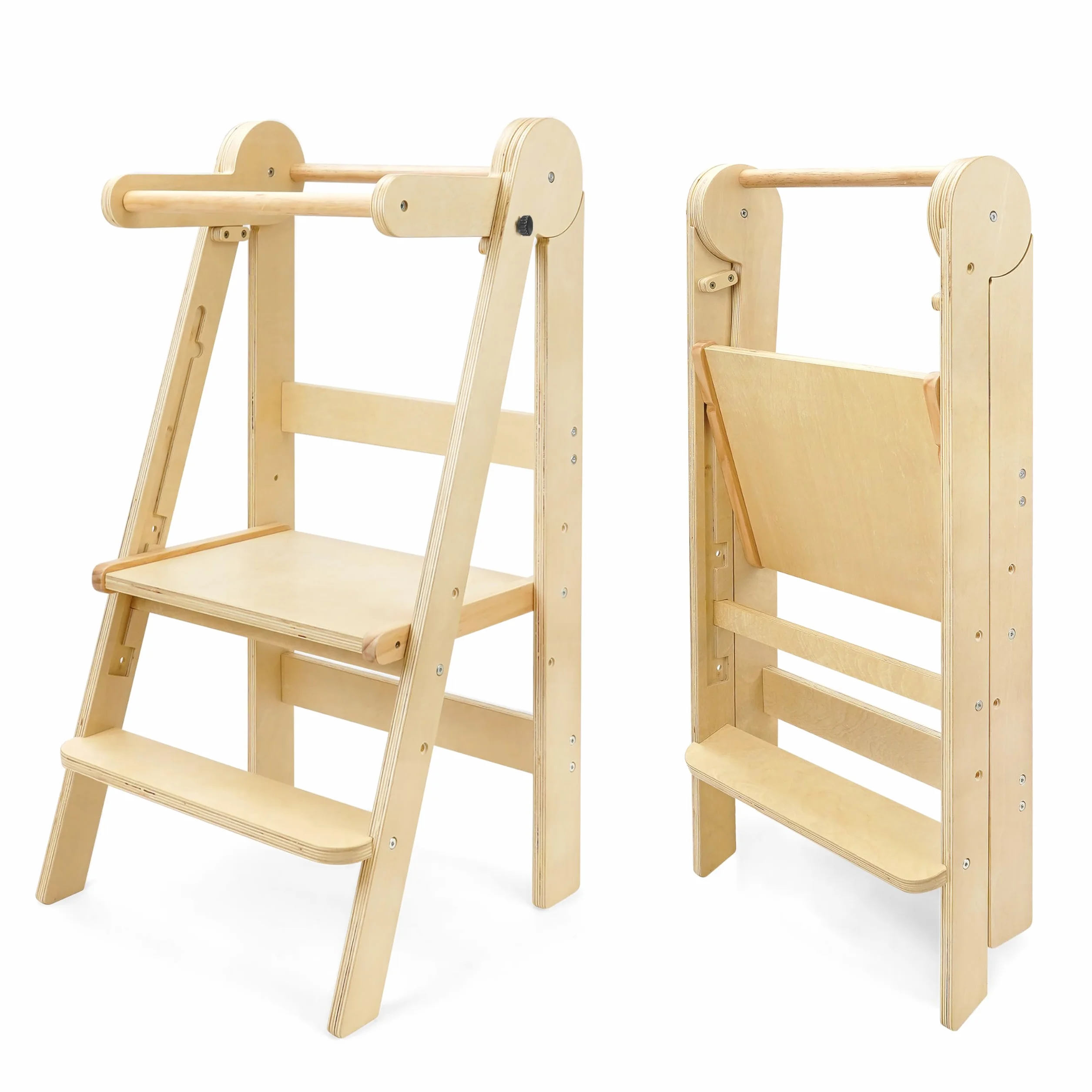 509 Lofty Torre de Aprendizaje Plegable, Ayudante de Cocina para Niños, Montessori, Taburete, Plegable Cómodo para Almacenamiento, Ajuste de Altura en 3 Niveles
