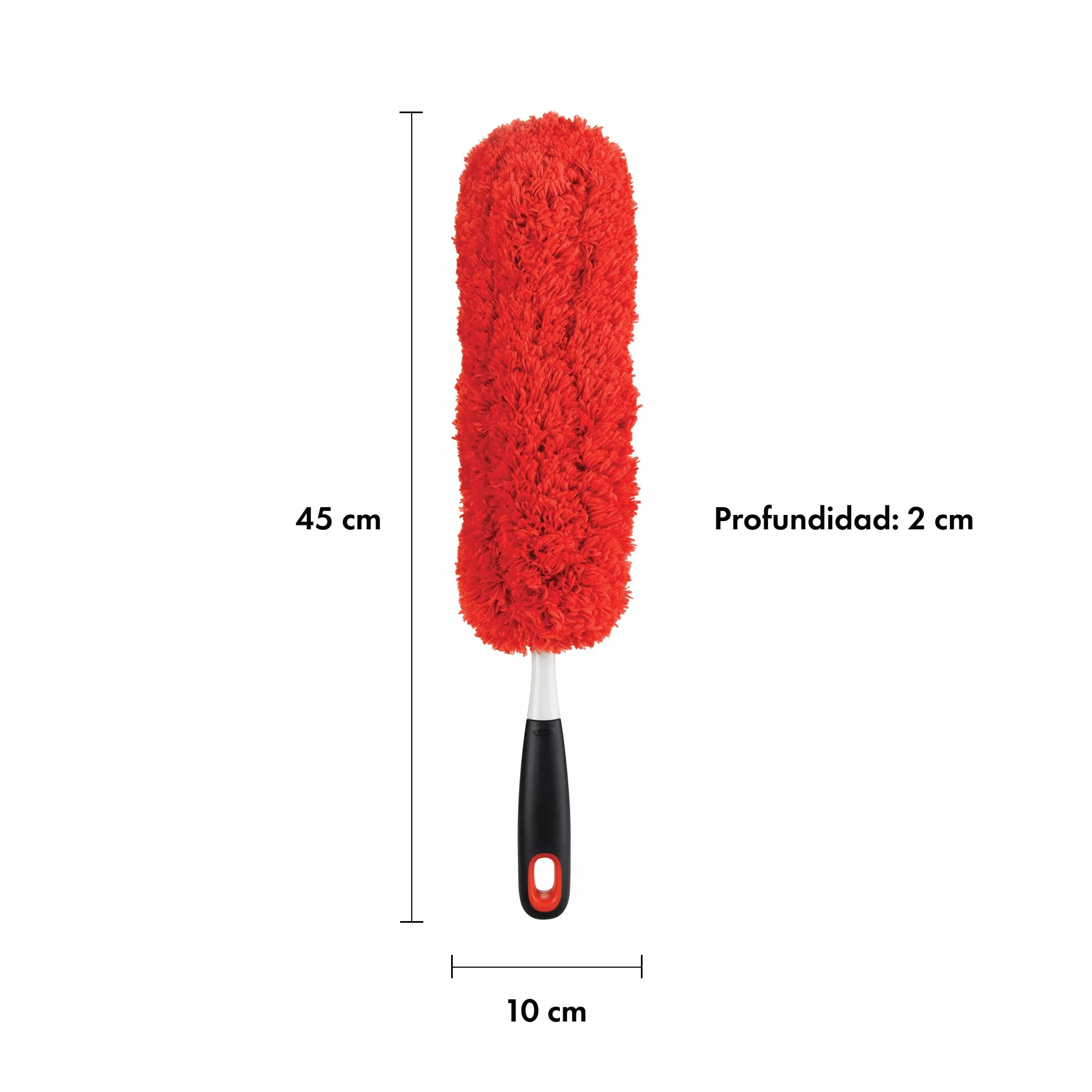 Oxo Good Grips Plumero de Microfibra - Mopa Microfibra de Mano, Color Blanco/ Negro/ Rojo