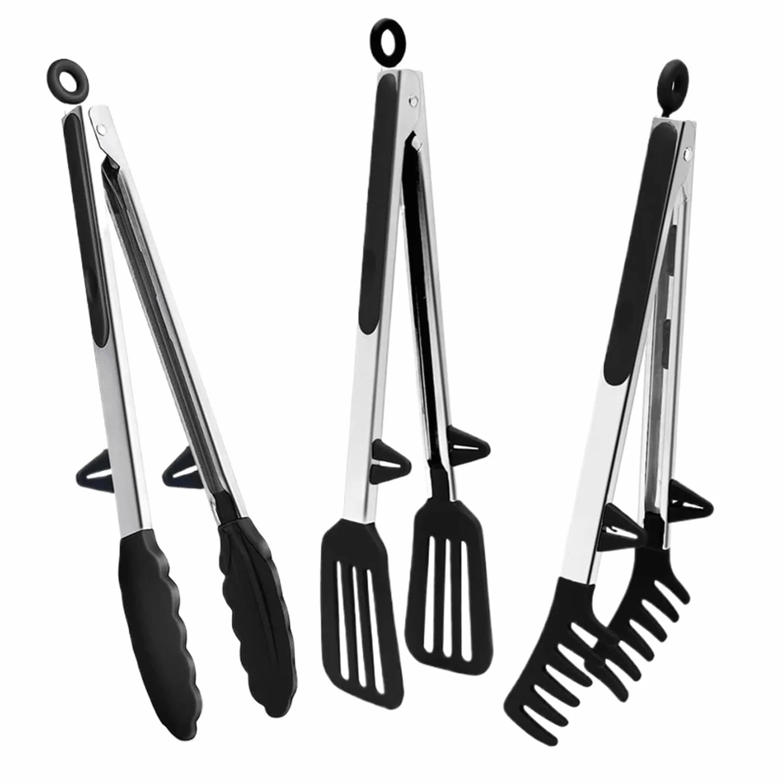 Juego de 3 pinzas cocina silicona antiadherentes for servir alimentos, ideales for barbacoa, ensaladas, filetes, pasta, espaguetis y fideos