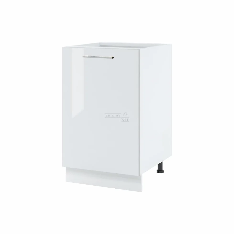 Cuisineandcie - Mueble Bajo de Cocina Bellissi Blanco Brillante 1 Puerta L 50 cm + 1 Estante, Armario Bajo