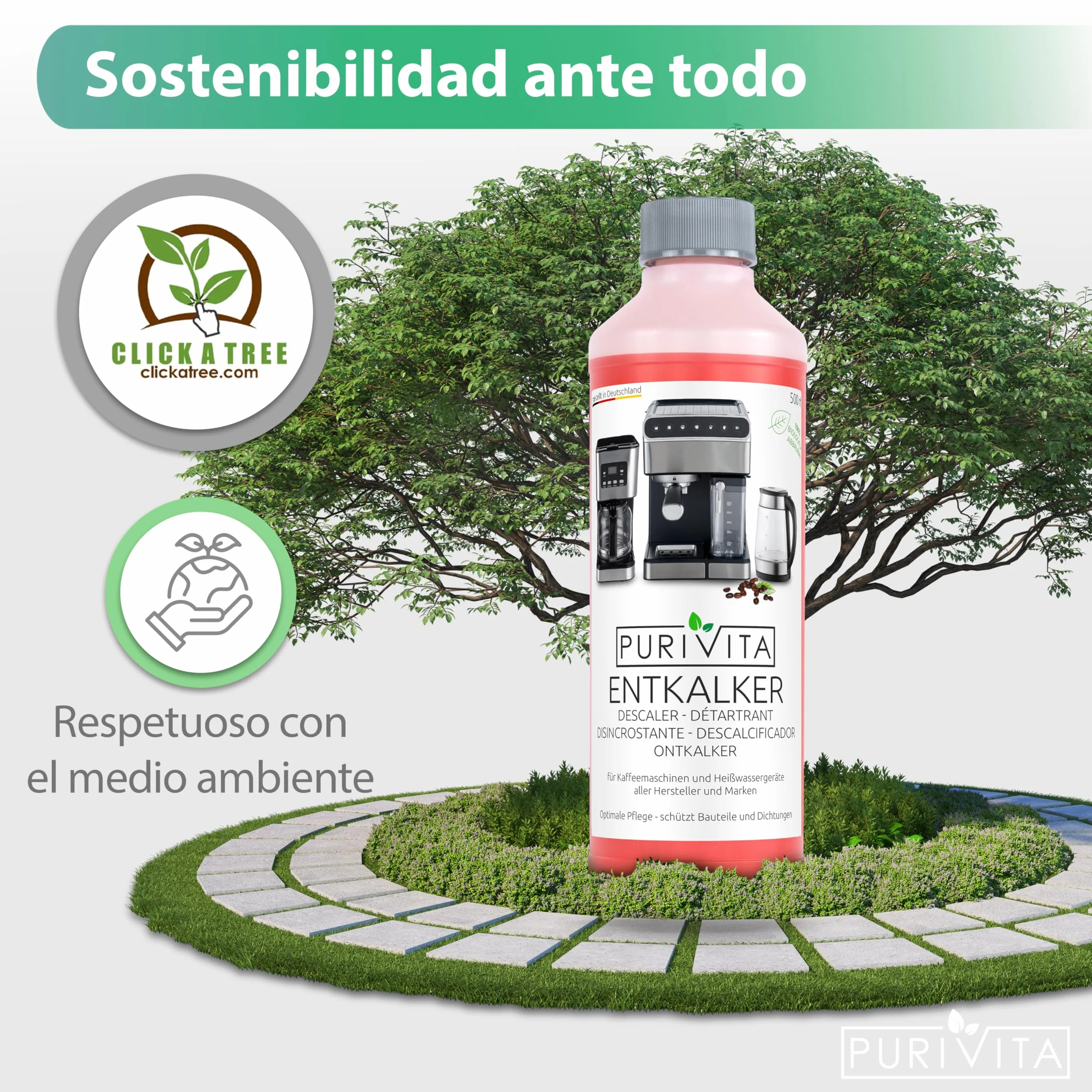 PURIVITA® Universal Descalcificador Máquinas de Café 500 ml Anticalcário Limpa Cafeteiras