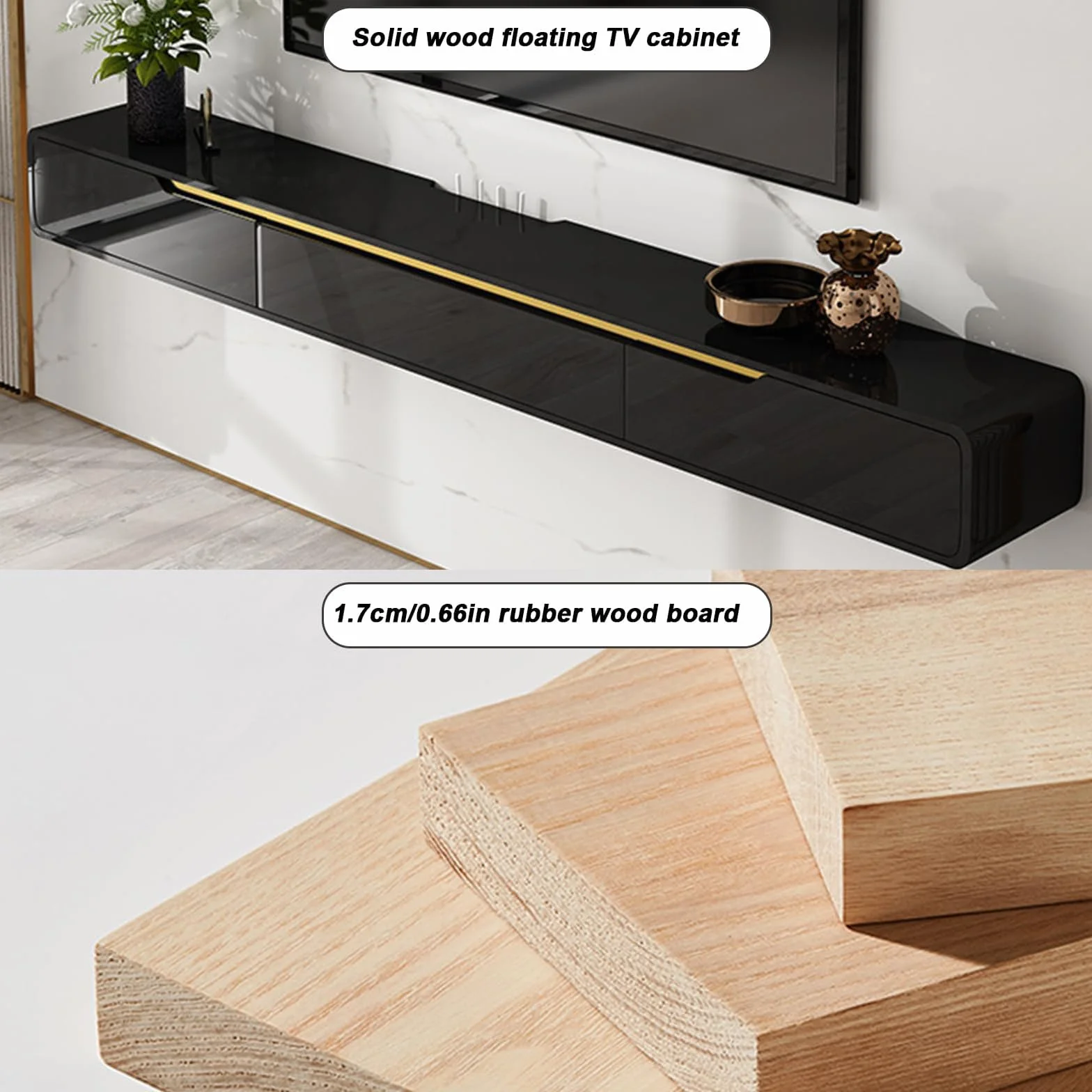 FPIGSHS Mueble TV Suspendido Moderna 140cm Mueble de TV Flotante Negro Consola Multimedia Entretenimiento Pared Armario Televisión con Puertas y Cajones Ideal para Salón y Dormitorio (A, 140cm)