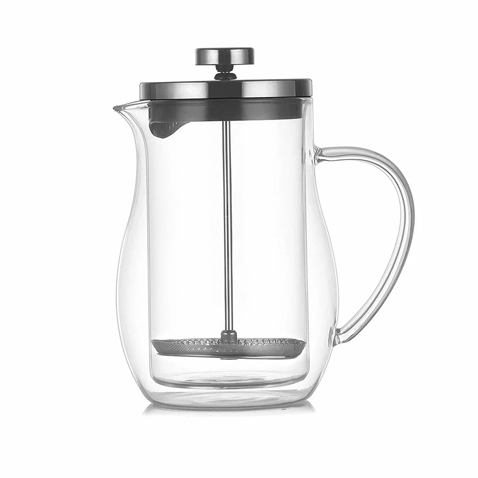 Olla de Prensa Francesa Filtro de máquina de café con Aislamiento de Vidrio Doble Cafetera para el hogar y la Oficina Olla de Prensa Francesa fácil de Limpiar y Usar (Color : Clear, Size : 350ML) (T