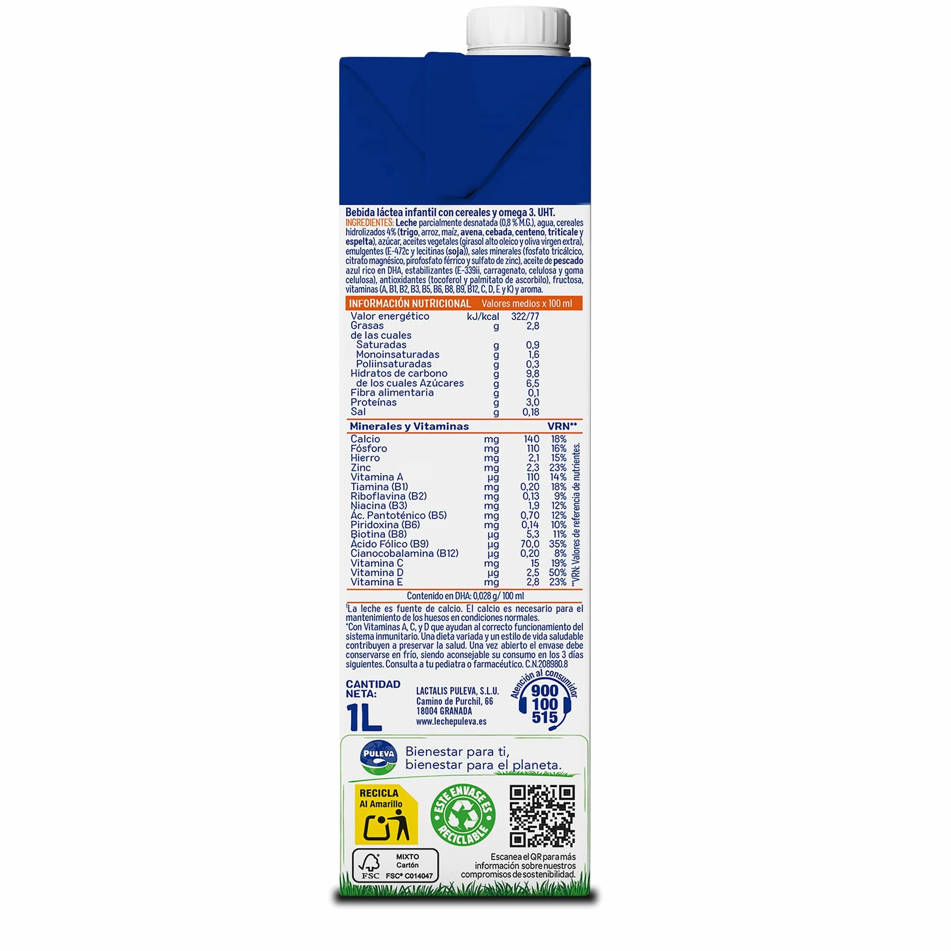 Puleva Max Leche de Crecimiento y Desarrollo con Cereales Pack 6 x 1Lt