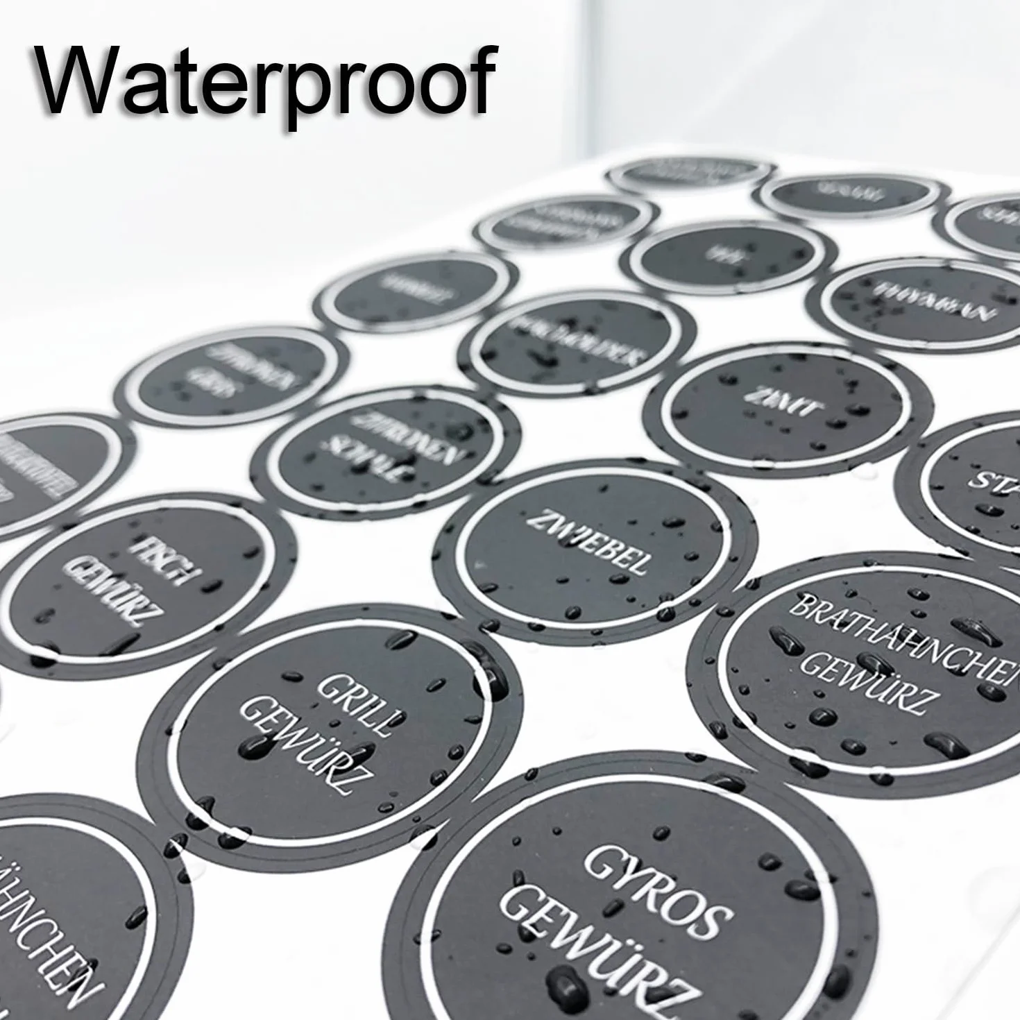 Pack of 144 Labels, Self-Adhesive Round Spice Labels,Waterproof,For Spice Jars, Bars,Cans