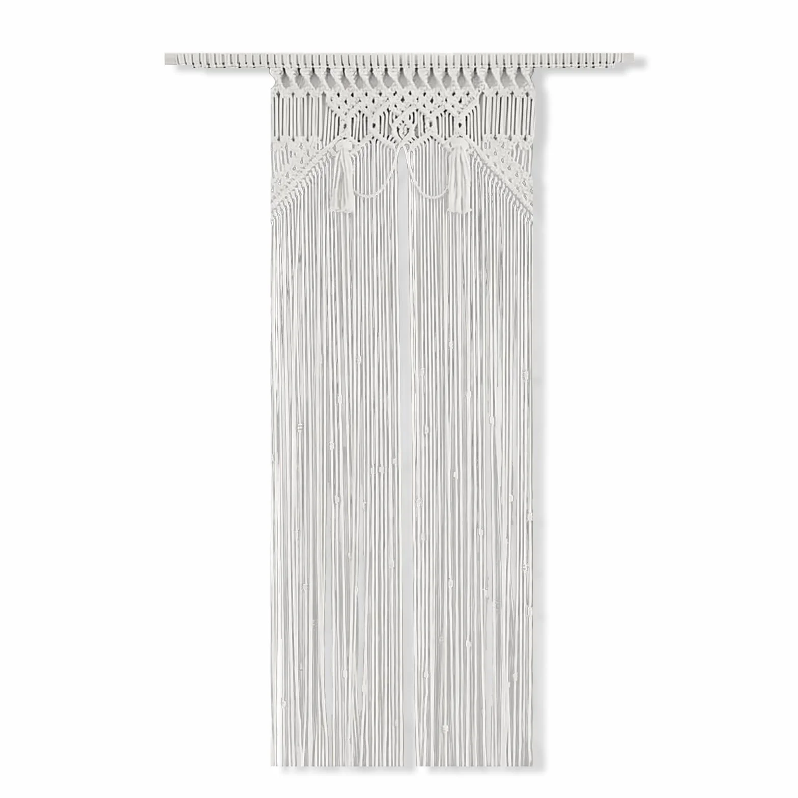 Cortina de macramé hecha a mano 72 x 190 cm bohemio beige