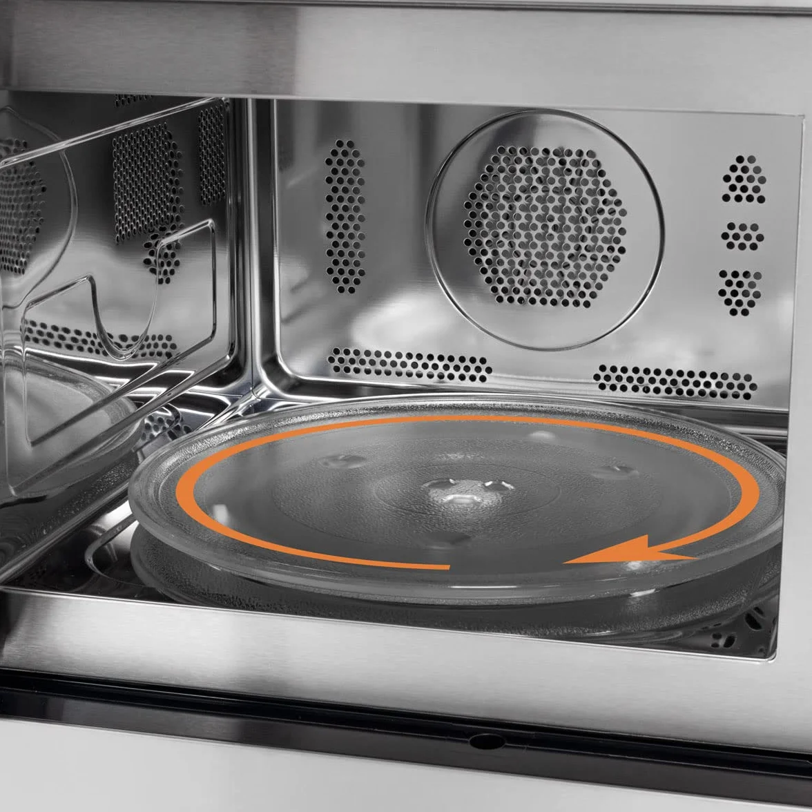 Microondas encastrable Bomann 3en1 con grill y convección,25 L de espacio de cocción, 10 programas automáticos,incl. rejilla grill y plato giratorio (Ø 32 cm),900 vatios,acero inoxidable,MWG 2216 H EB