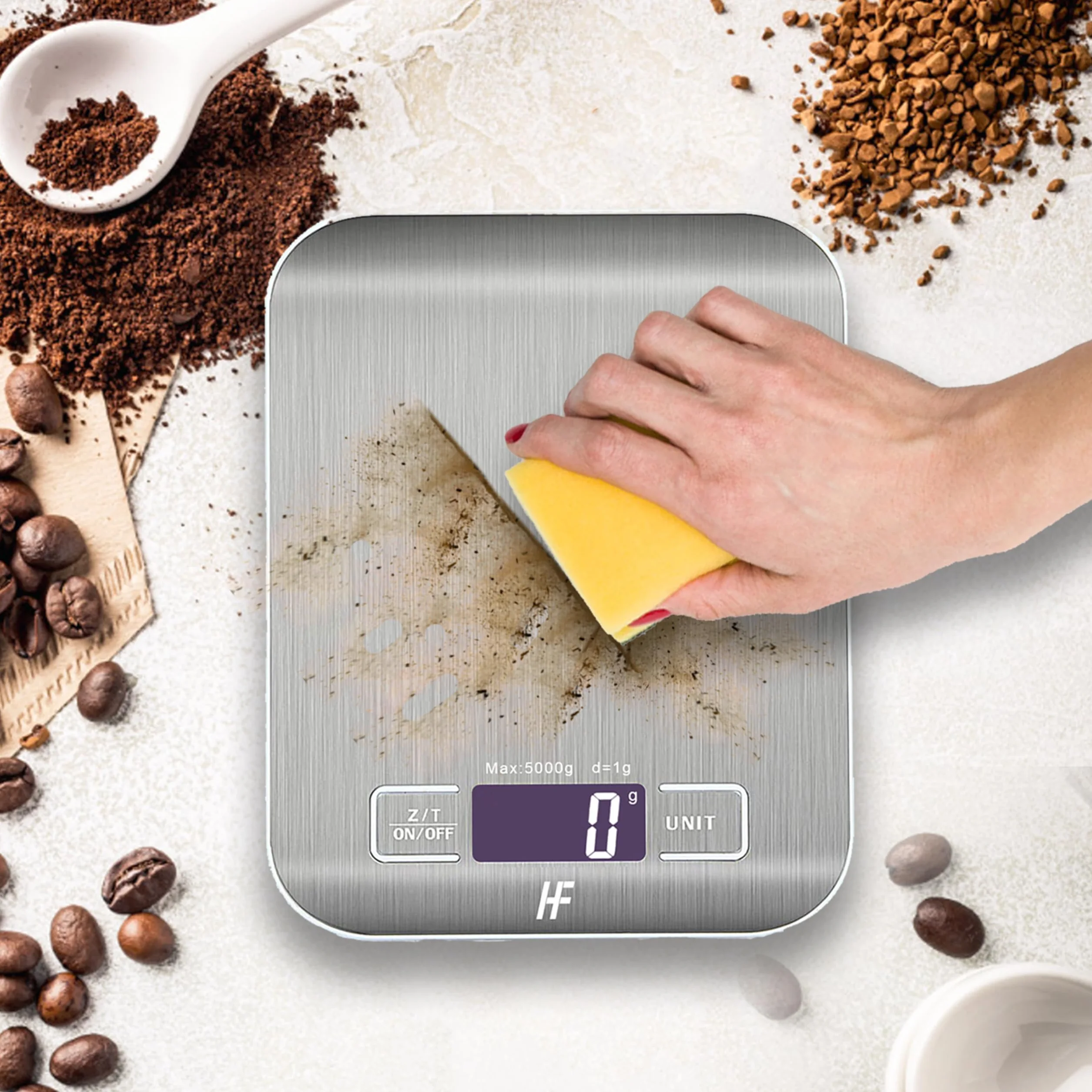 HomeFashion Báscula de Cocina Digital Acero Inoxidable 5 kg/11 lbs Pantalla LCD