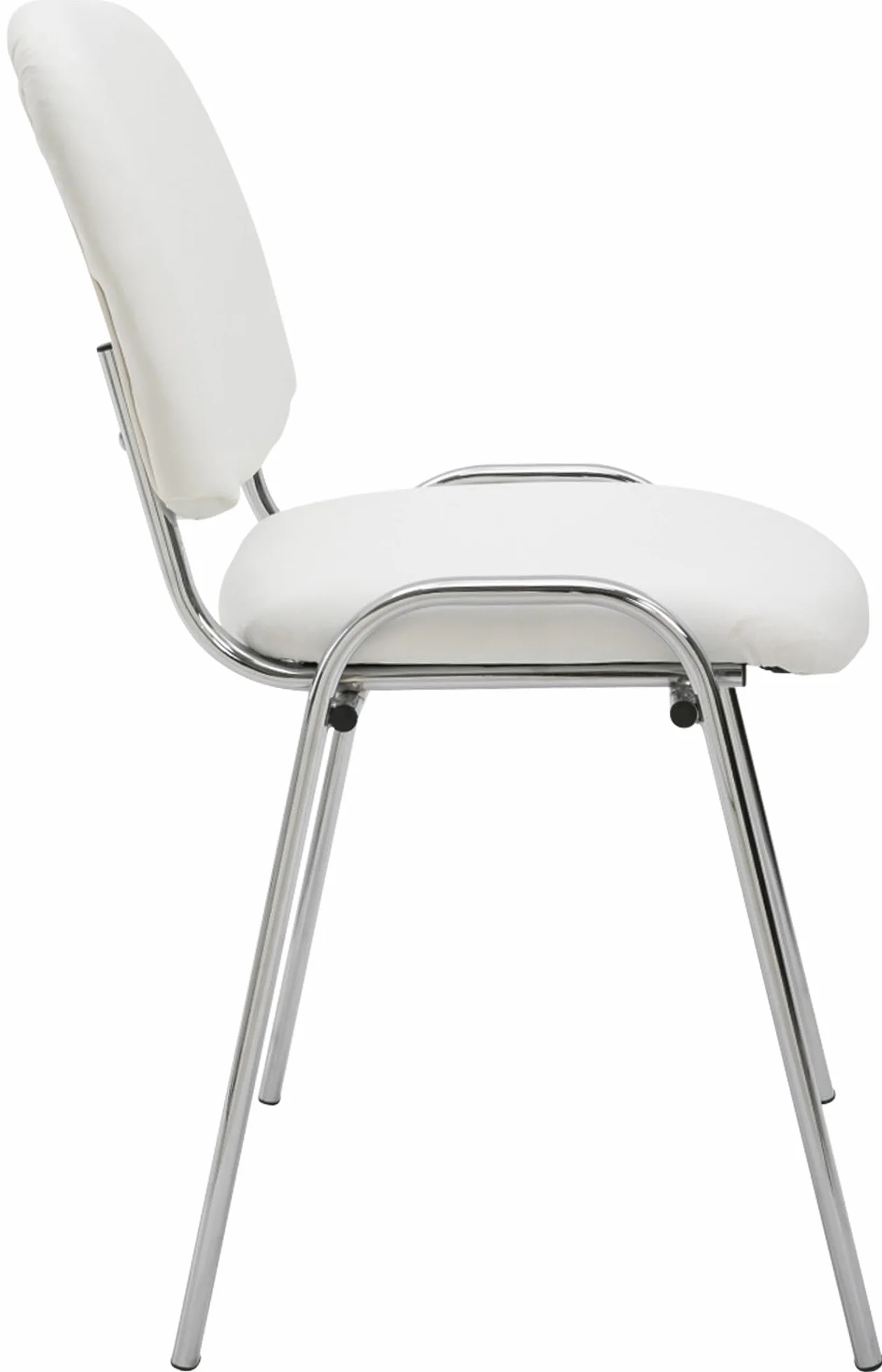 CLP Silla De Conferencia Ken Chrom En Simil Cuero I Silla Confidente Apilable I Silla De Oficina Sin Ruedas con Base de Metal I Color:, Color:Blanco