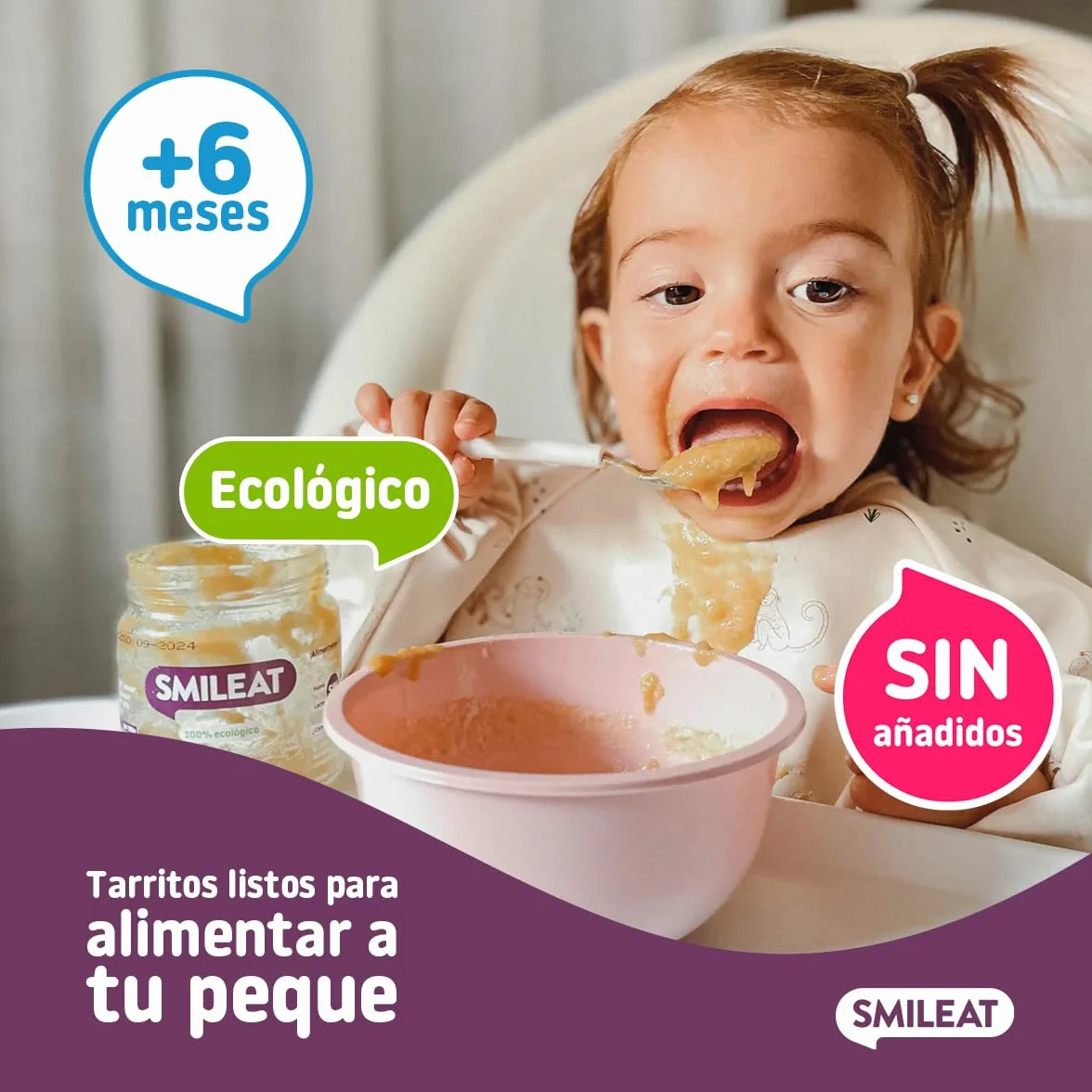 Smileat Tarrito infantil de Guisito de Alubias para Peques +6 Meses Sin Azúcar ni Sal Añadido 230g
