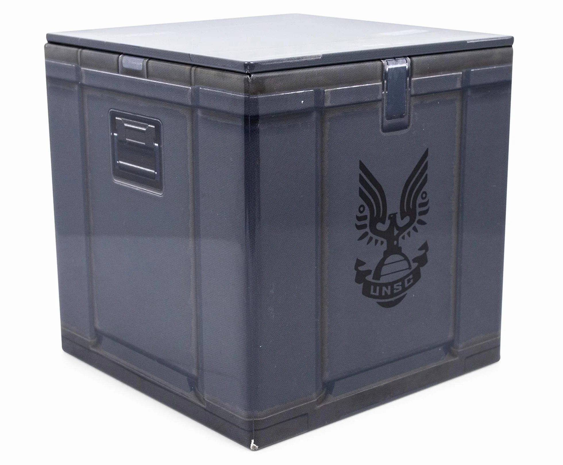 Ukonic Halo UNSC - Caja de almacenamiento de lata de 4 pulgadas con tapa, contenedor de cesta, organizador de armario, decoración del hogar, accesorios de sala de juegos, juguetes de videojuegos