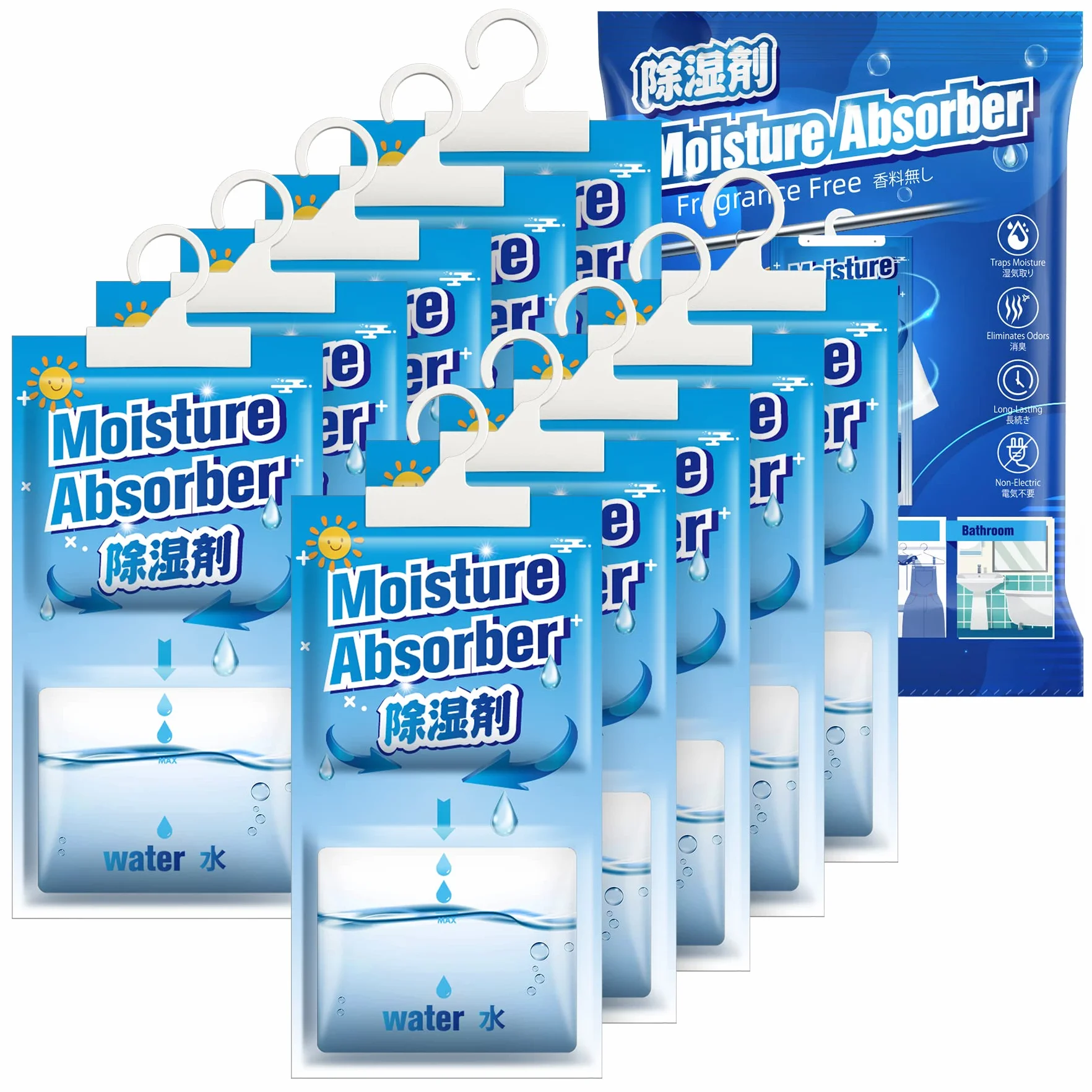 CONOPU 10 Piezas x 248 g (2,5 kg) Deshumidificadores Armarios, Antihumedad, Absorbentes de humedad para Colgar, Eliminar la Humedad para Armarios, Cuartos de Lavado, Eliminar Olores Desagradables