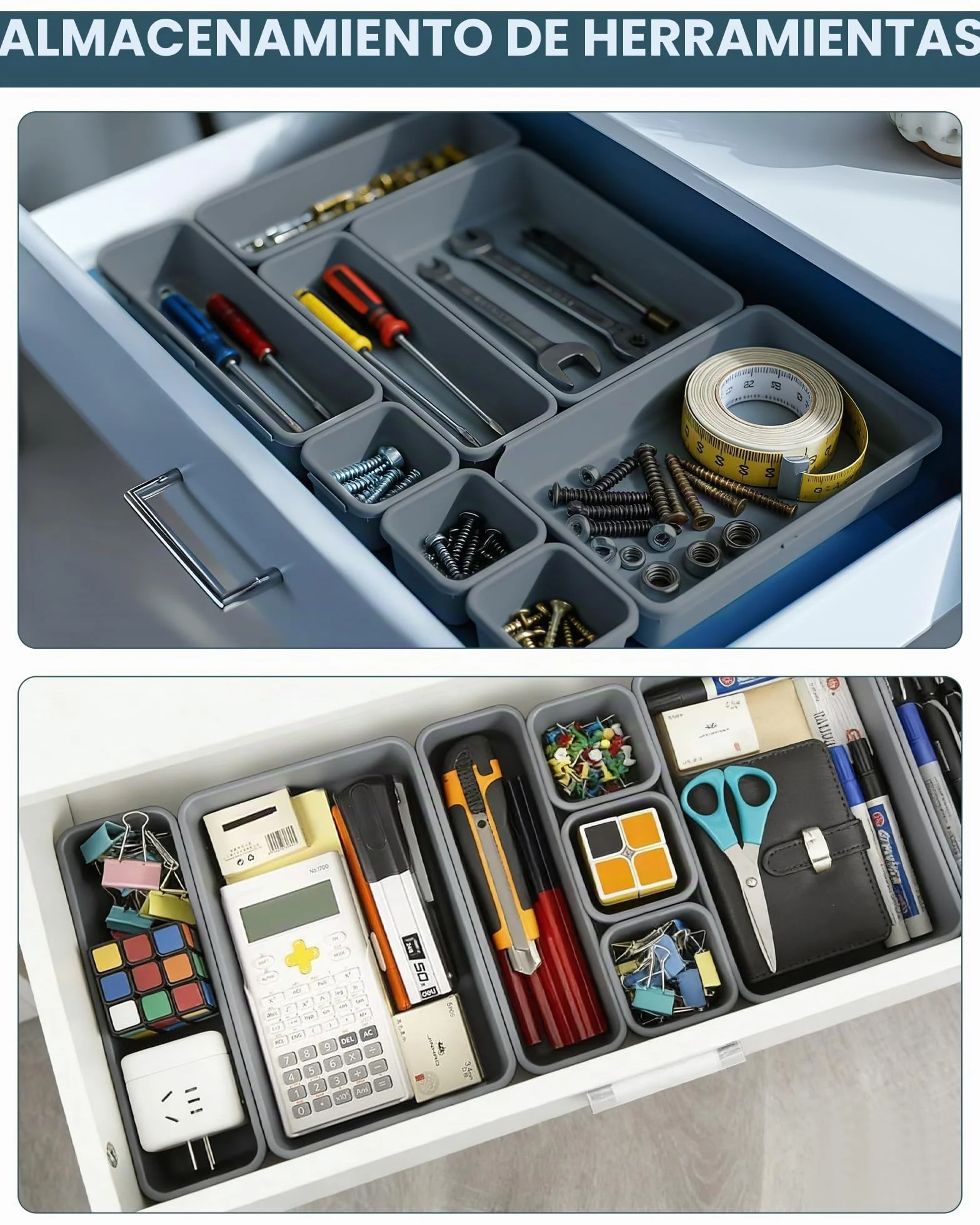 Organizador de cajones 8 piezas plástico para escritorio baño sistema separador