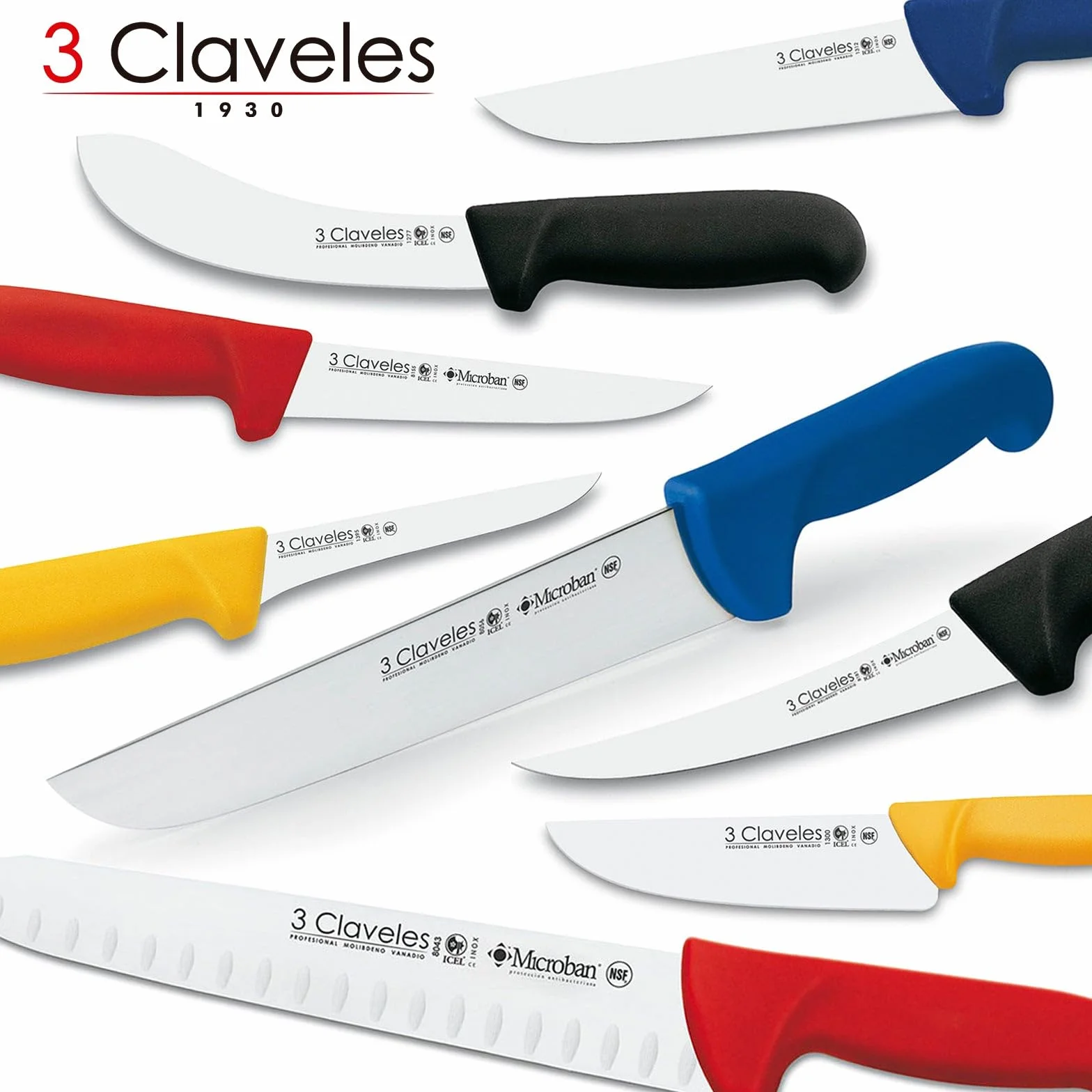 3 Claveles Cuchillo Carnicero Proflex, Acero Inoxidable, 30 cm