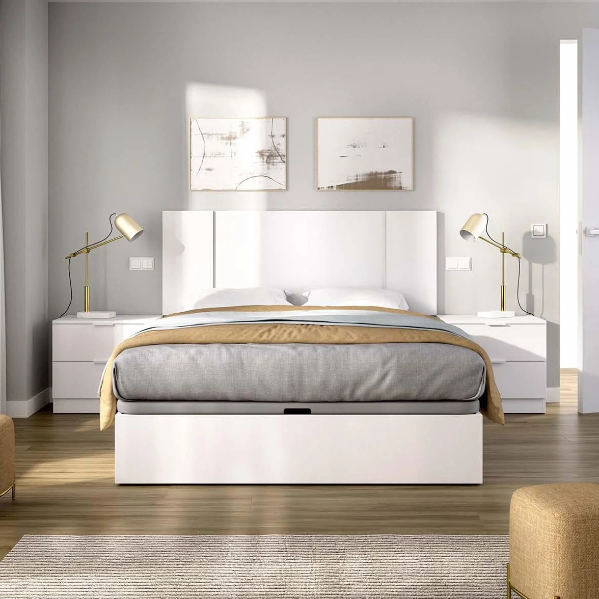 DEKIT - Pack Ahorro Dormitorio Canapé Nest con Cabezal Flow con 1 Colchón viscoelástico Nova 135 x 190 cm, Altura 20 cm