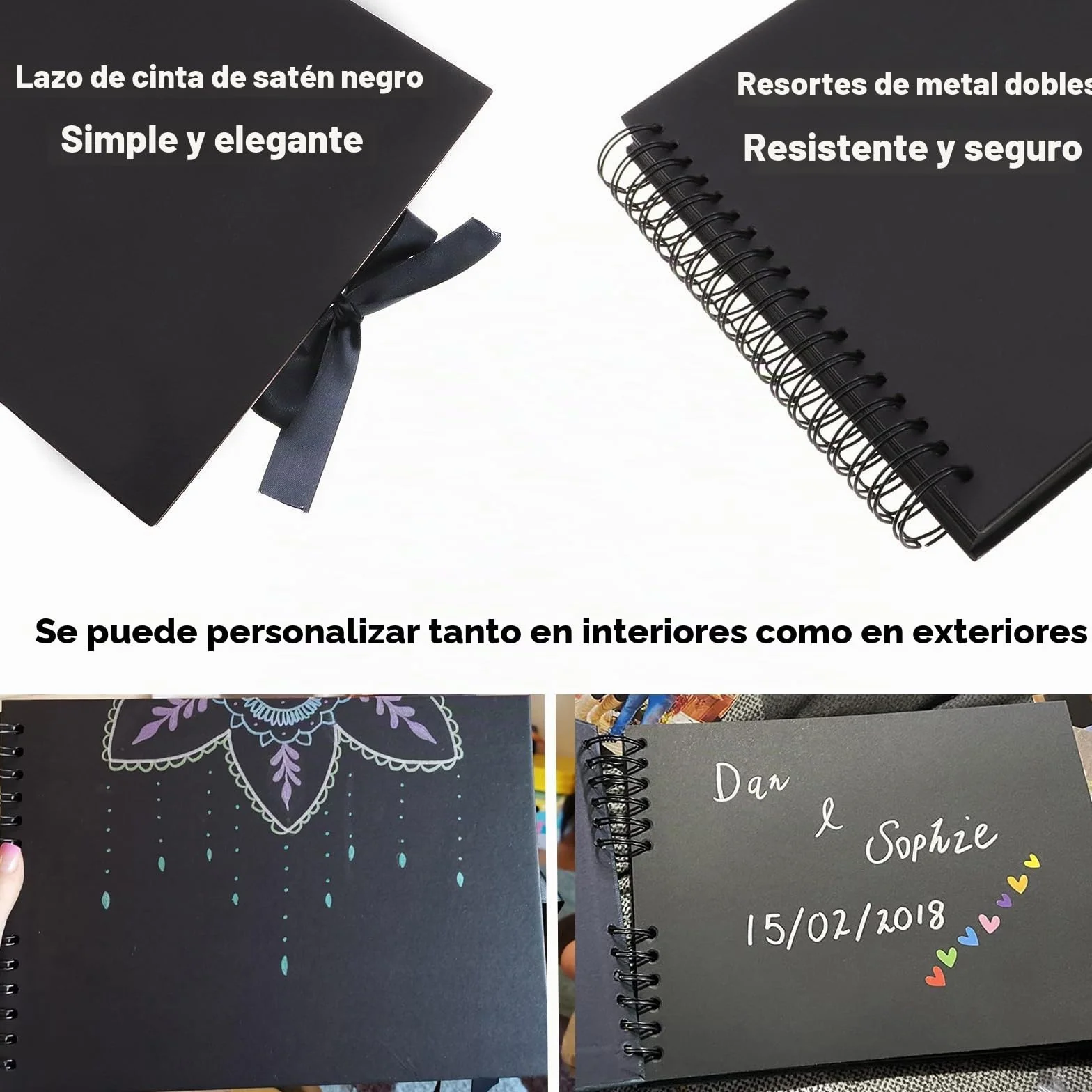 Álbum de Fotos Scrapbook para Pegar y Escribir 80 Negra páginas Álbum de Recortes o Registro para Libro Firmas Boda Viaje Álbum Boda Álbum Fotos Bebe Infantil 29,2x21,6 cm
