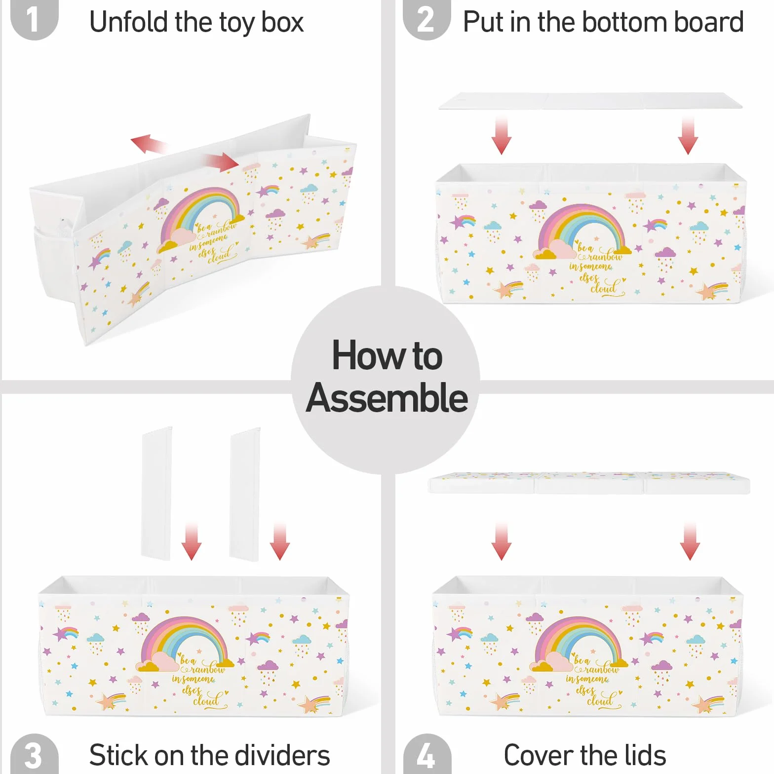 Baul Juguetes Infantil Zapatero Cesta Organizador Almacenaje 124L Tela Oxford Plegable 96x32x40cm Arcoiris