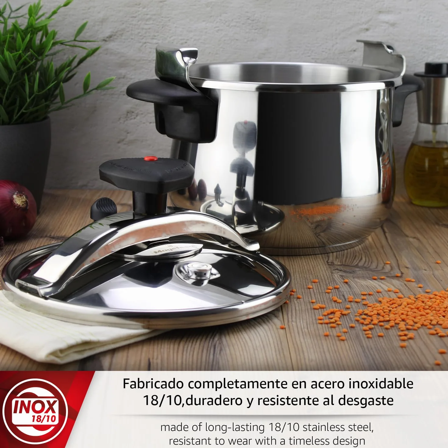 Magefesa Star Bombeada Olla Express Tradicional 10L Acero Inoxidable 18/10 Inducción Válvula Giratoria