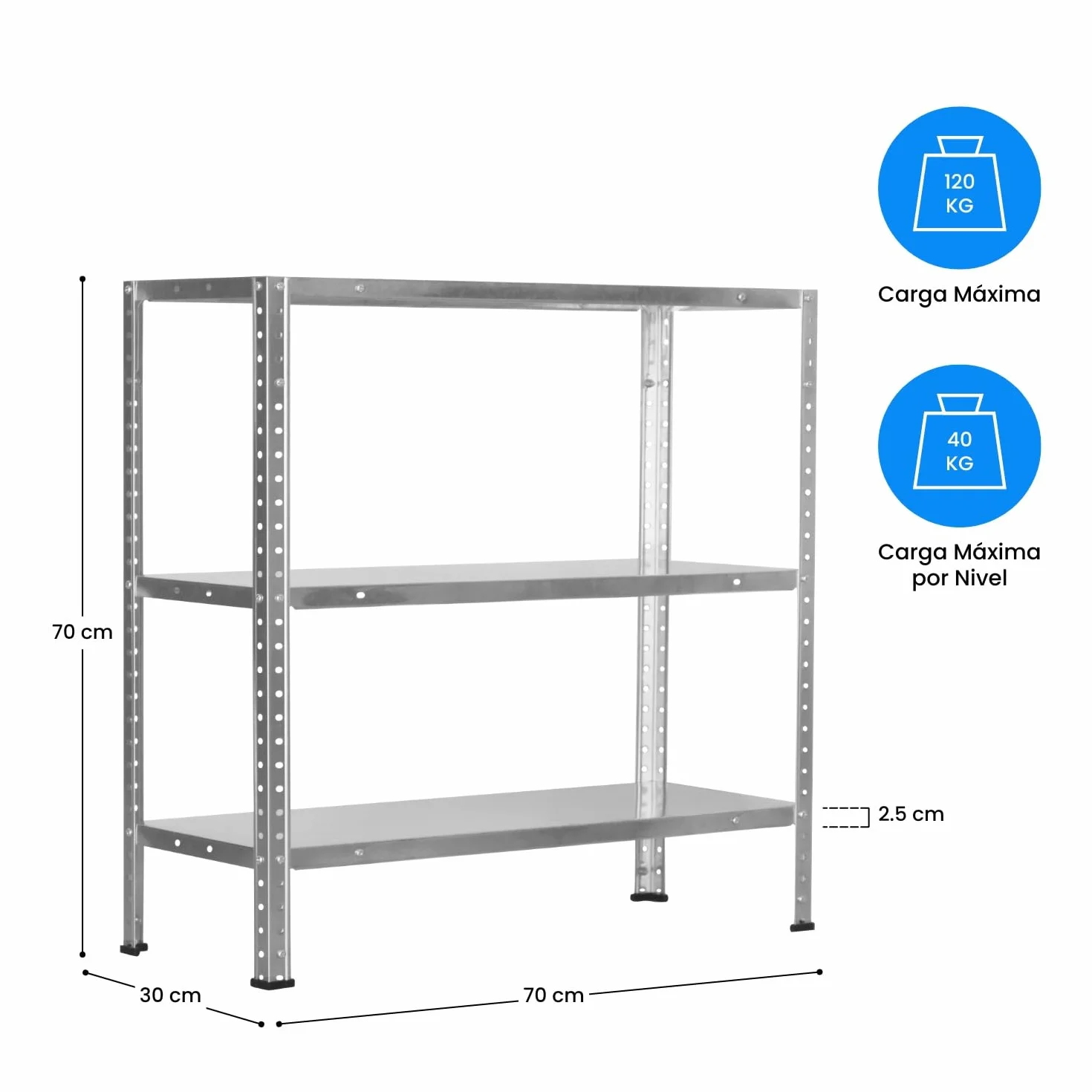 Estanterías Modulares Metálicas SteelSmart 7H SEVEN HOUSE 70x30x70cm 120kg Pack 2
