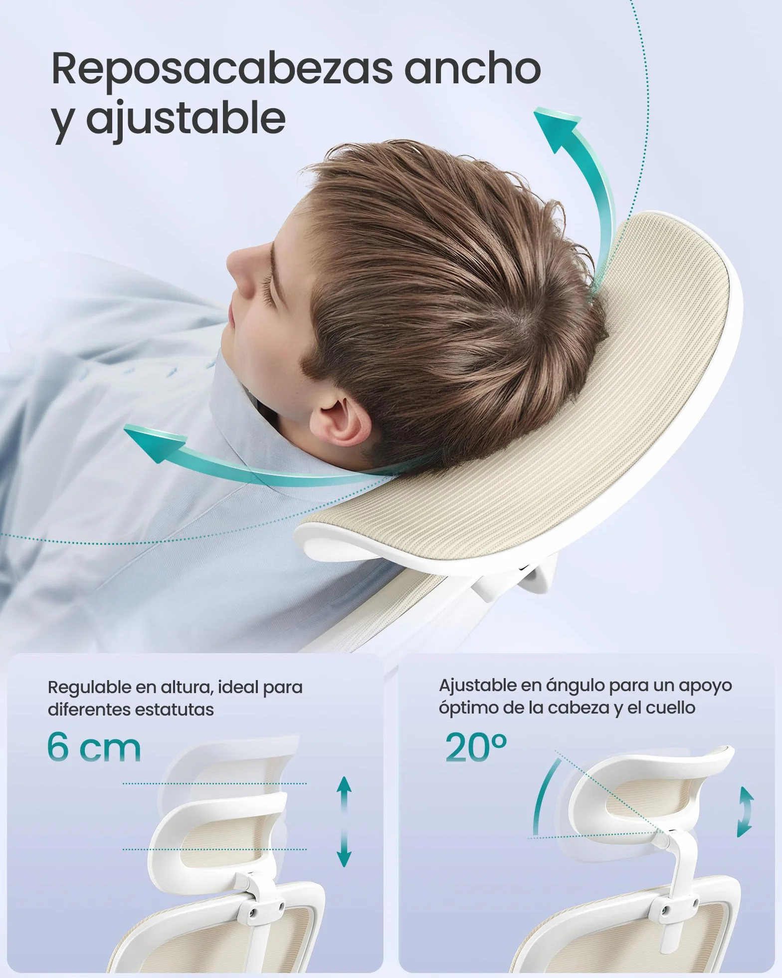 SONGMICS Silla de Oficina Ergonómica, Tela de Malla Transpirable, Soporte Lumbar, Reposacabezas Ajustable, Beige Arena OBN041L01