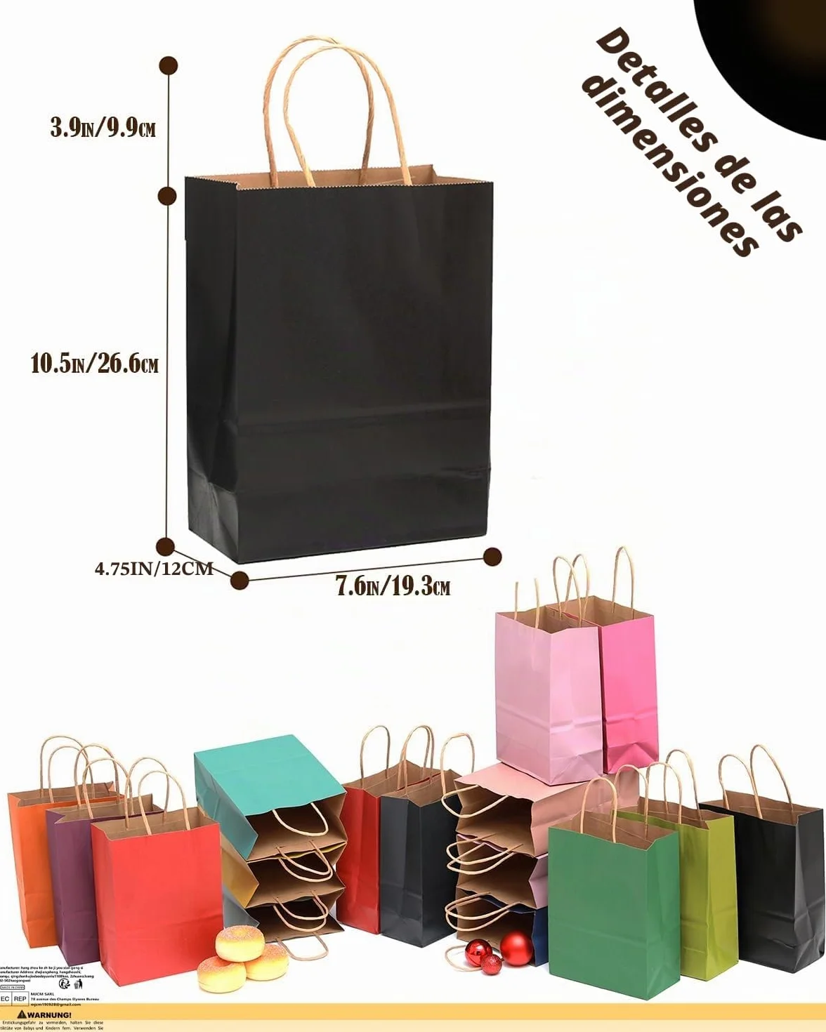 Gcardist 32 bolsas medianas de papel kraft con asas, 27 x 21 x 11 cm, 16 colores, multiuso (tamaño mediano, 7,6 x 4,75 x 10,5 pulgadas)