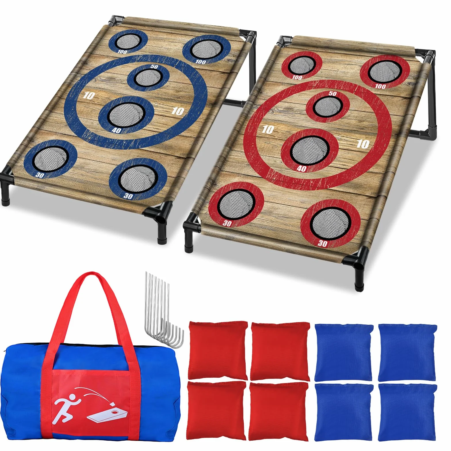 NZQXJXZ Juego de Cornhole para Familia y Adulto, 3x2 Ft Portátil Cornhole Juego de Lanzamiento con 8 Bolsas de Frijoles y Bolsa de Transporte, Ideal para al Aire Libre, Interior, Patio Trasero, Césped
