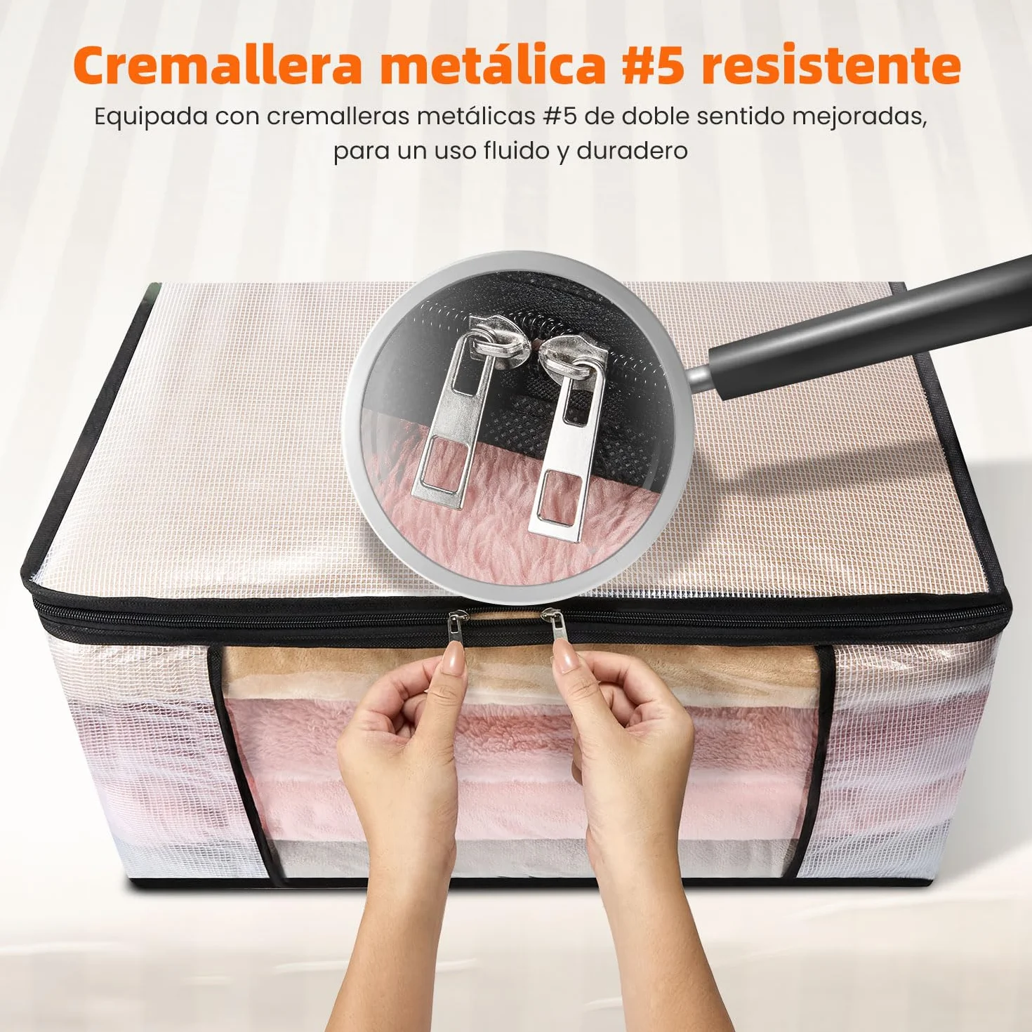 Organizador Ropa Transparente 60L Cajas Plegables Armario Bolsa Almacenamiento Mantas Juguetes